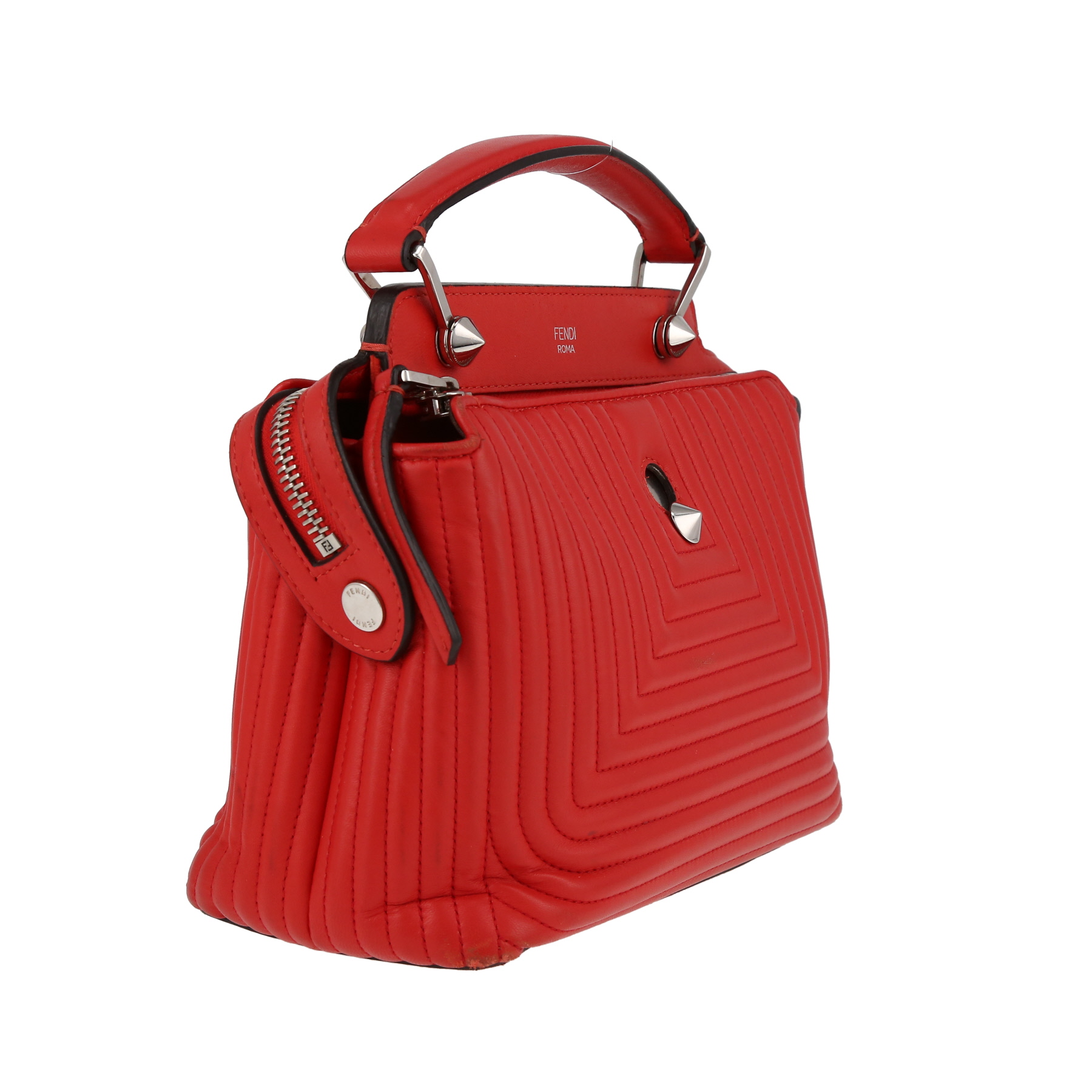 Sac à main Fendi  Dotcom en cuir rouge
