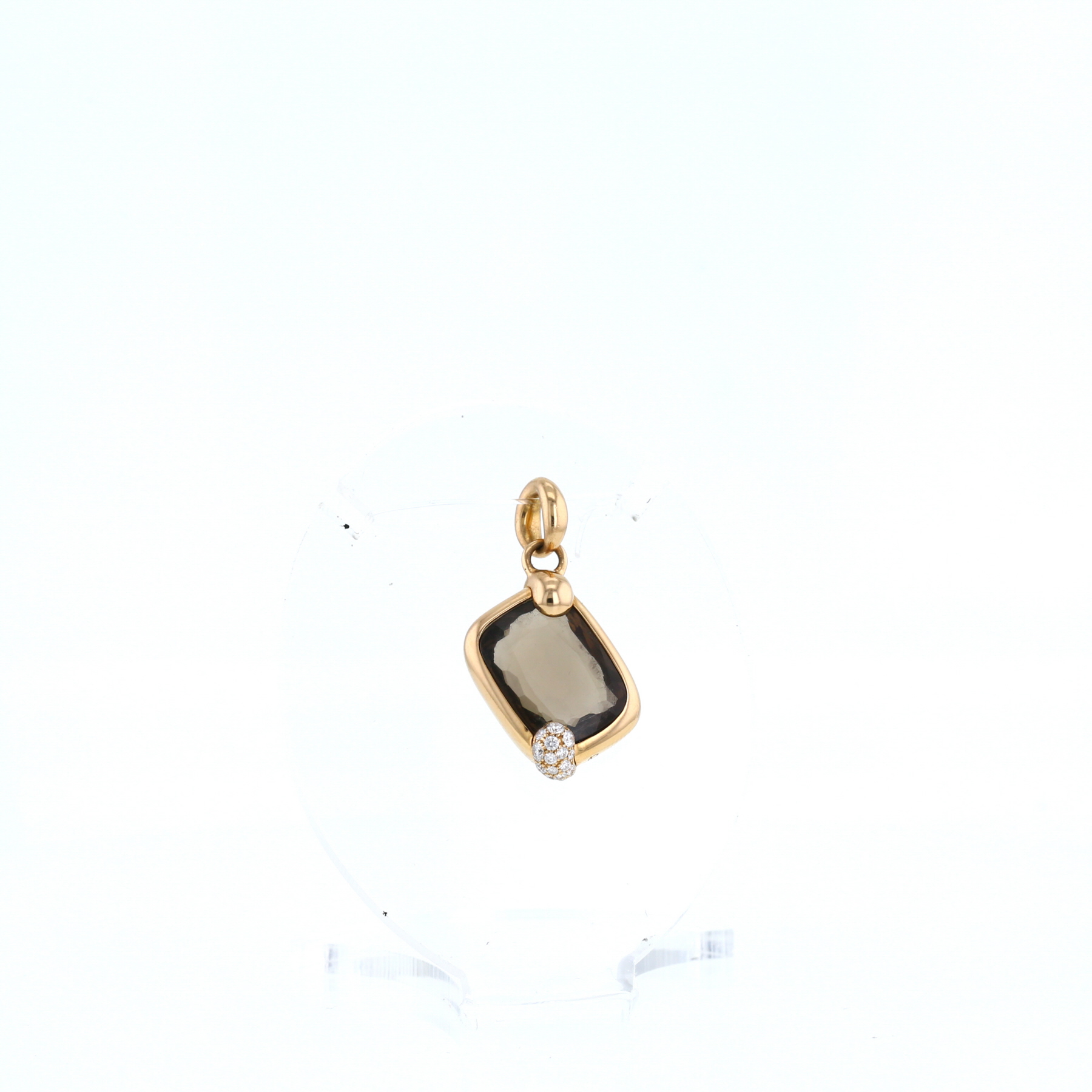 Pomellato Ritratto medium model pendant in pink gold, quartz and diamonds
