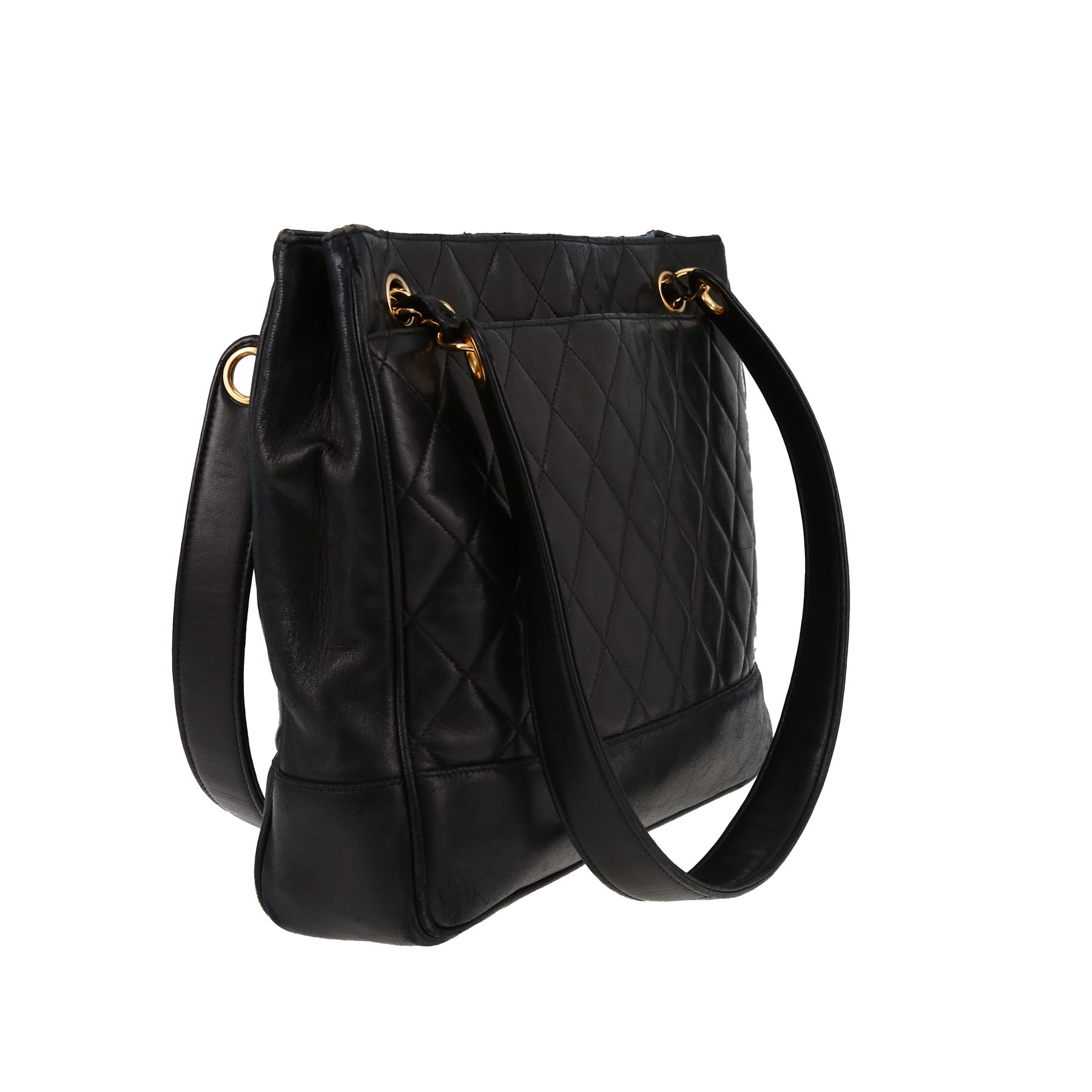 Chanel  Vintage Shopping shoulder bag  in black quilted leather