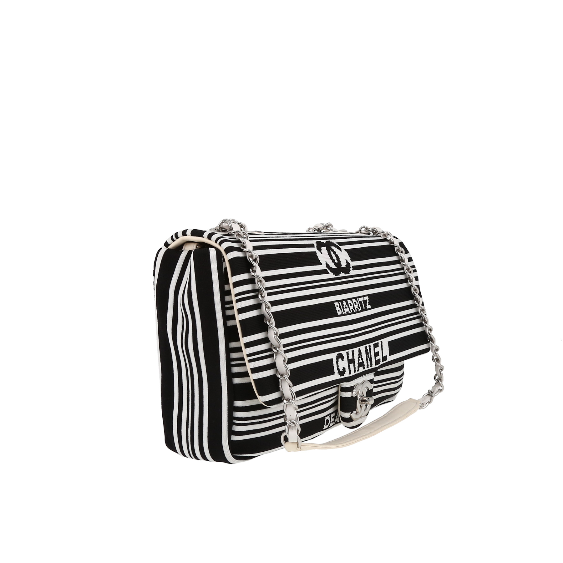 Sac à main Chanel  Timeless en toile noire et blanche