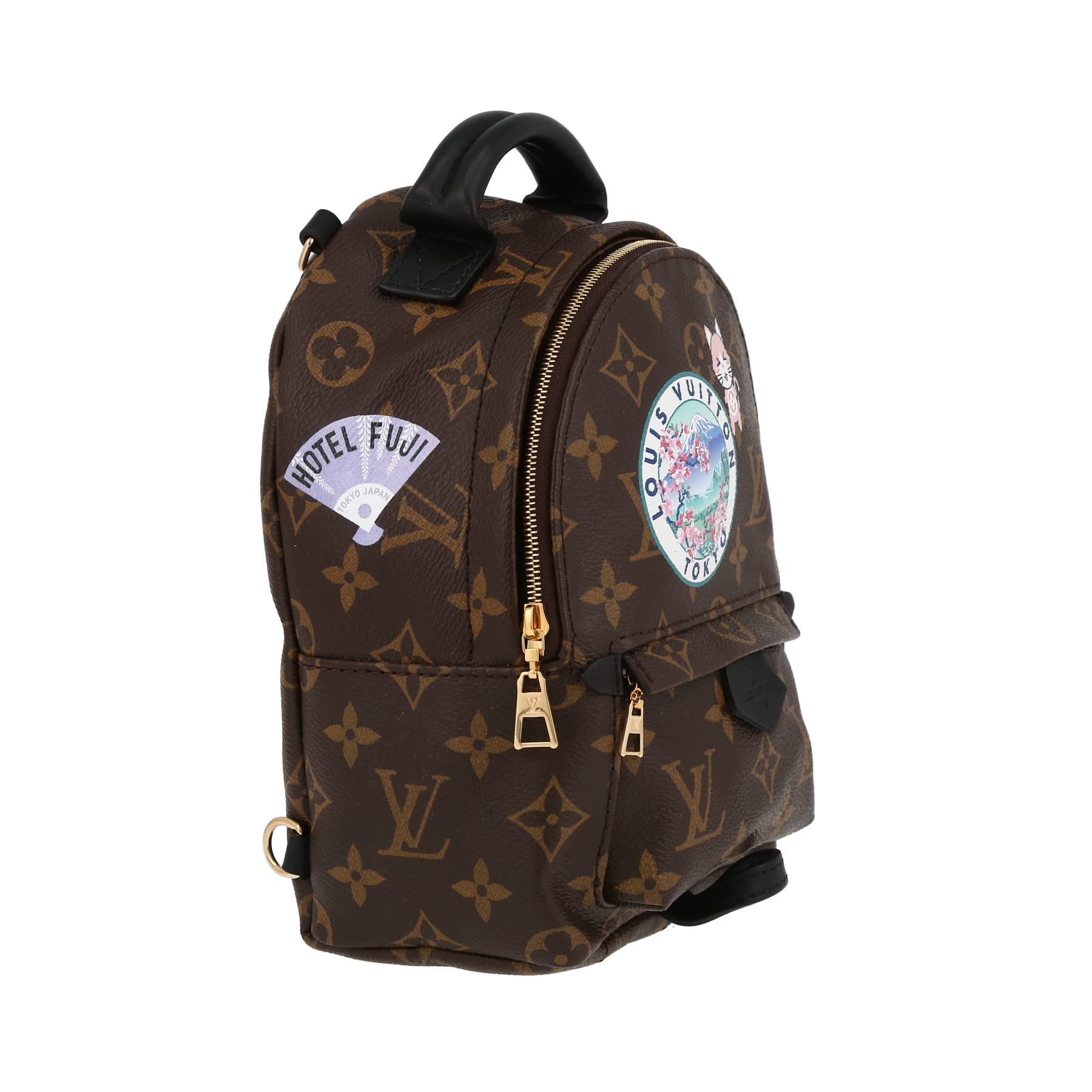 Louis Vuitton  Palm Springs Backpack Mini backpack  in brown monogram canvas  and black leather