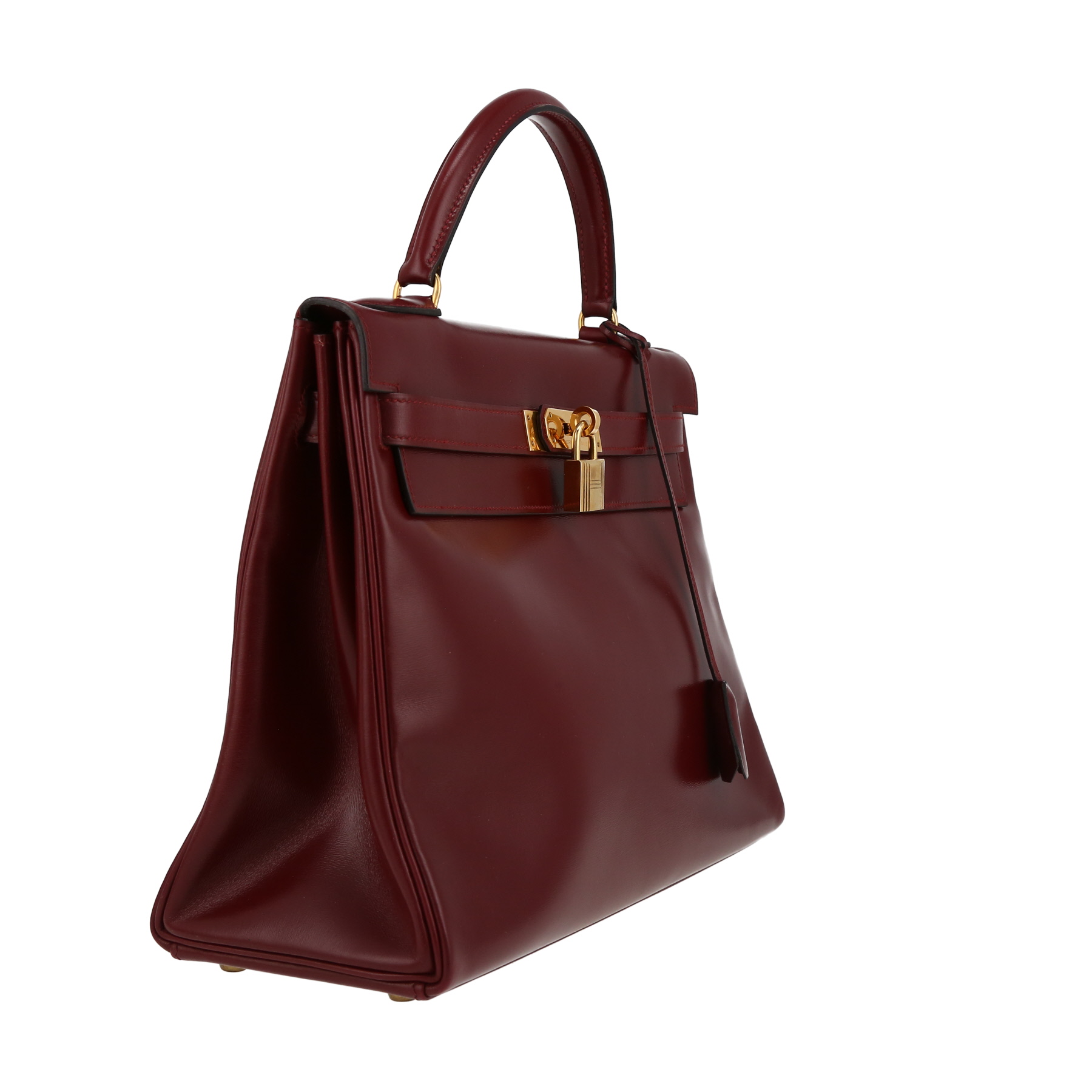 Hermès  Kelly 32 cm handbag  in burgundy box leather