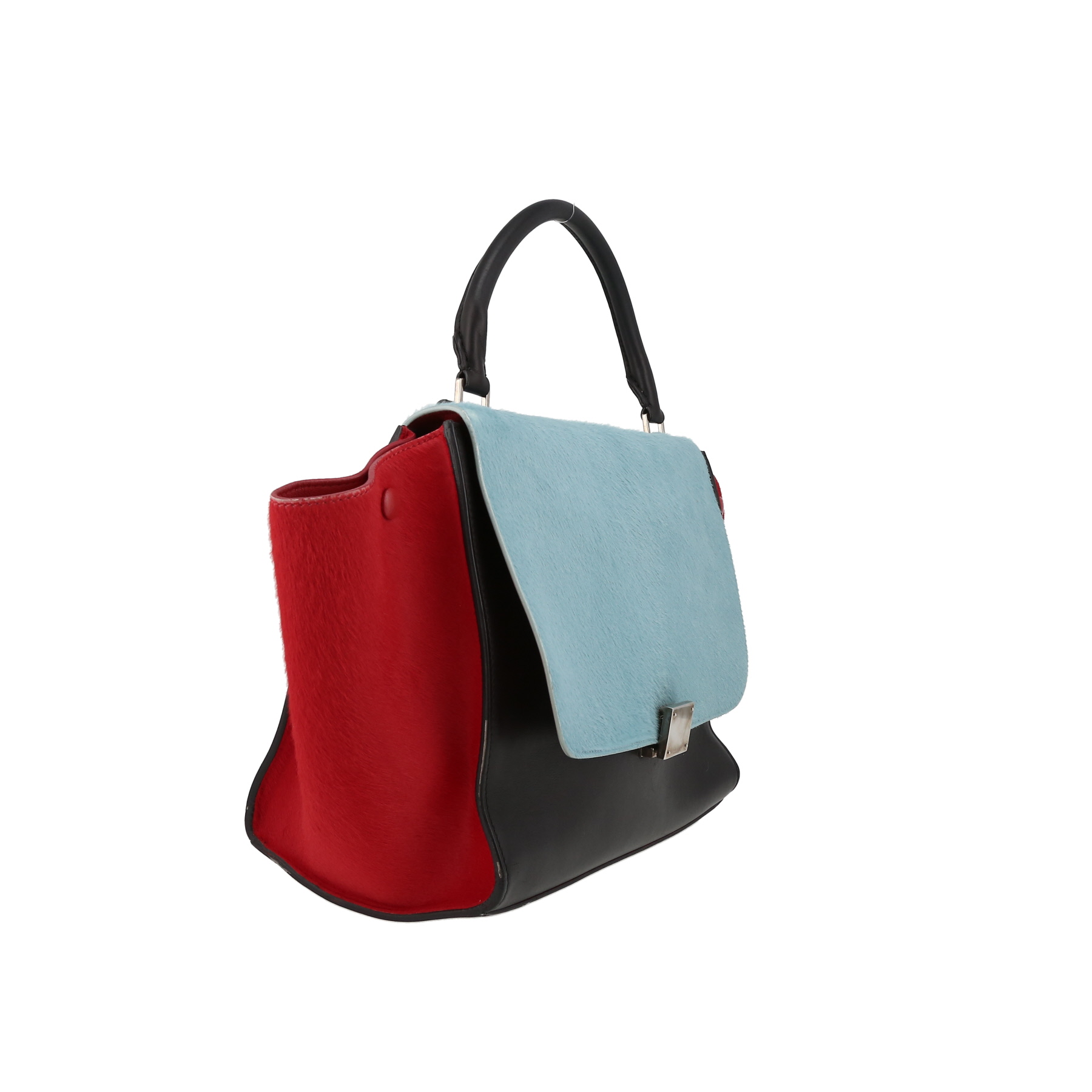 Celine  Trapeze medium model  handbag  in blue and red foal  and navy blue leather