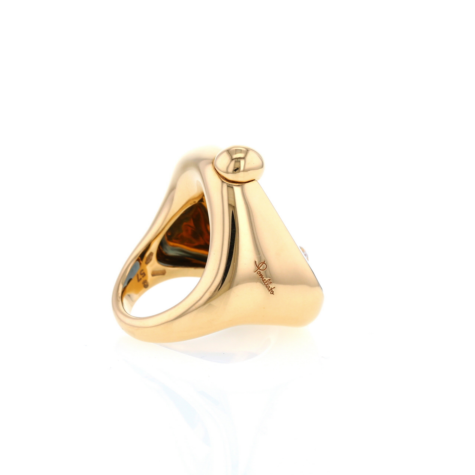 Anello Pomellato Ritratto modello grande in oro rosa, topazio e diamanti