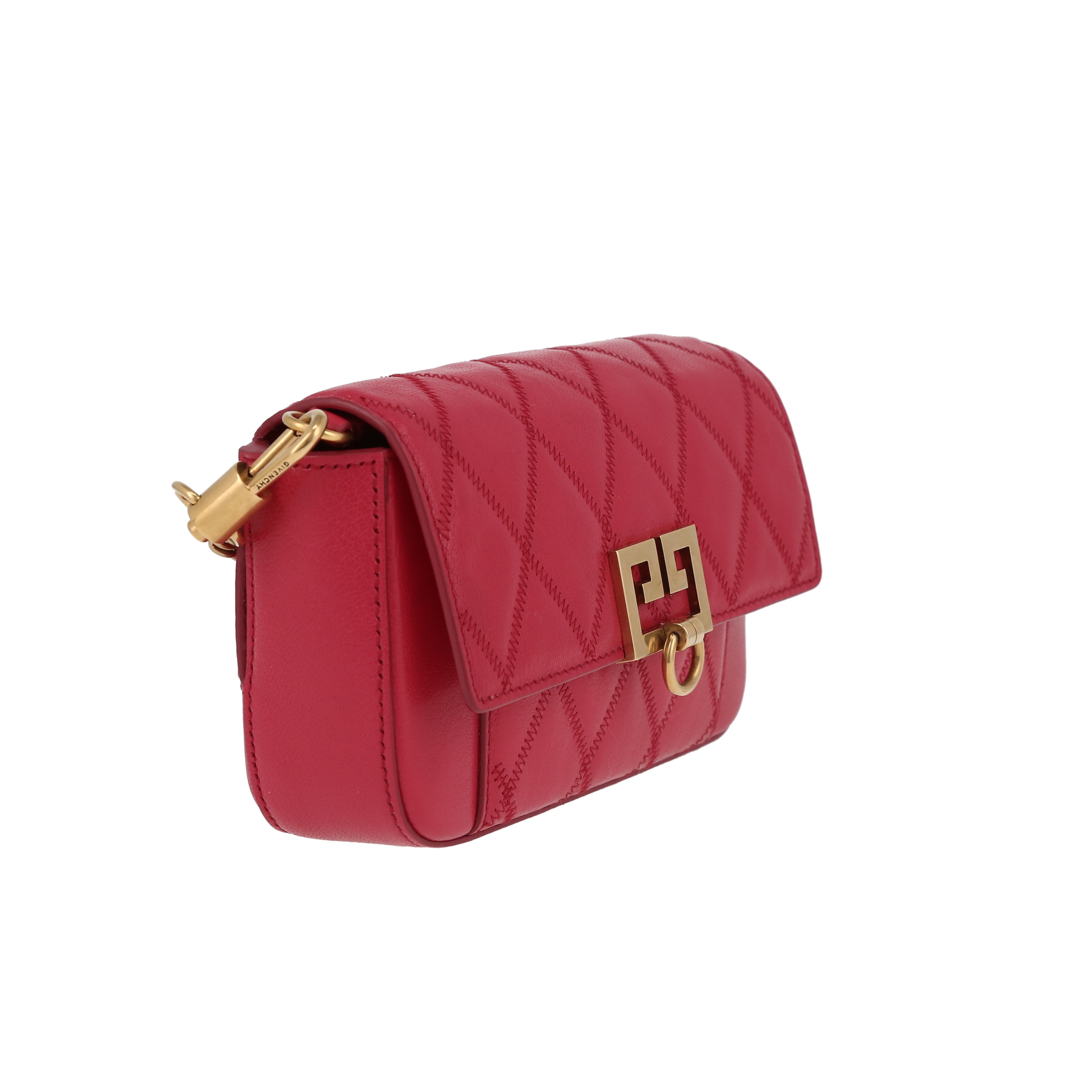 Sac bandoulière Givenchy  GV3 petit modèle  en cuir matelassé rouge
