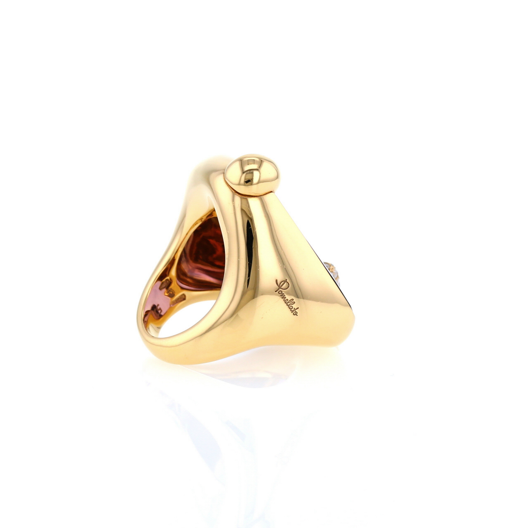 Pomellato Ritratto large model ring in pink gold, amethyst and diamonds