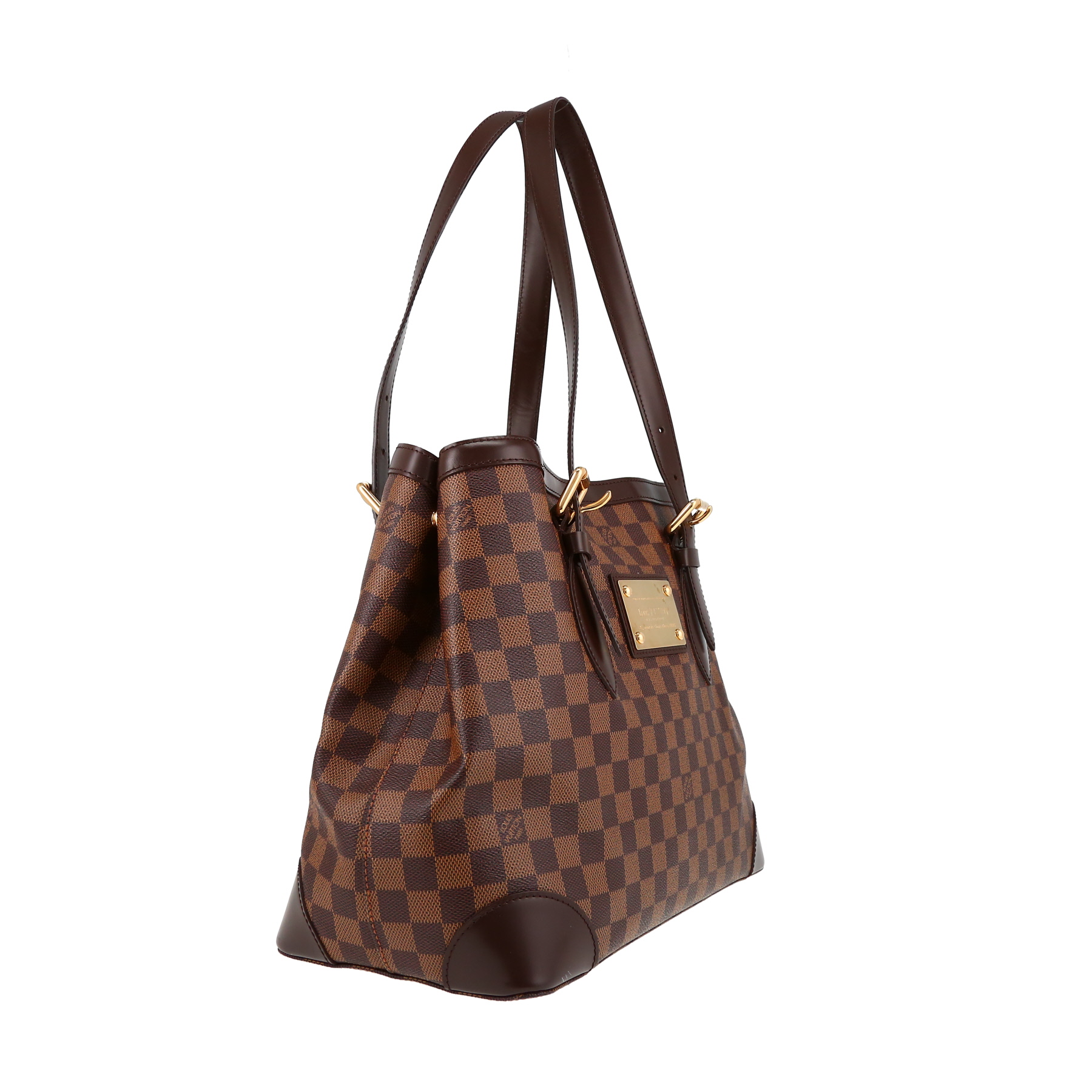 Sac cabas Louis Vuitton  Hampstead en toile damier ébène et cuir marron
