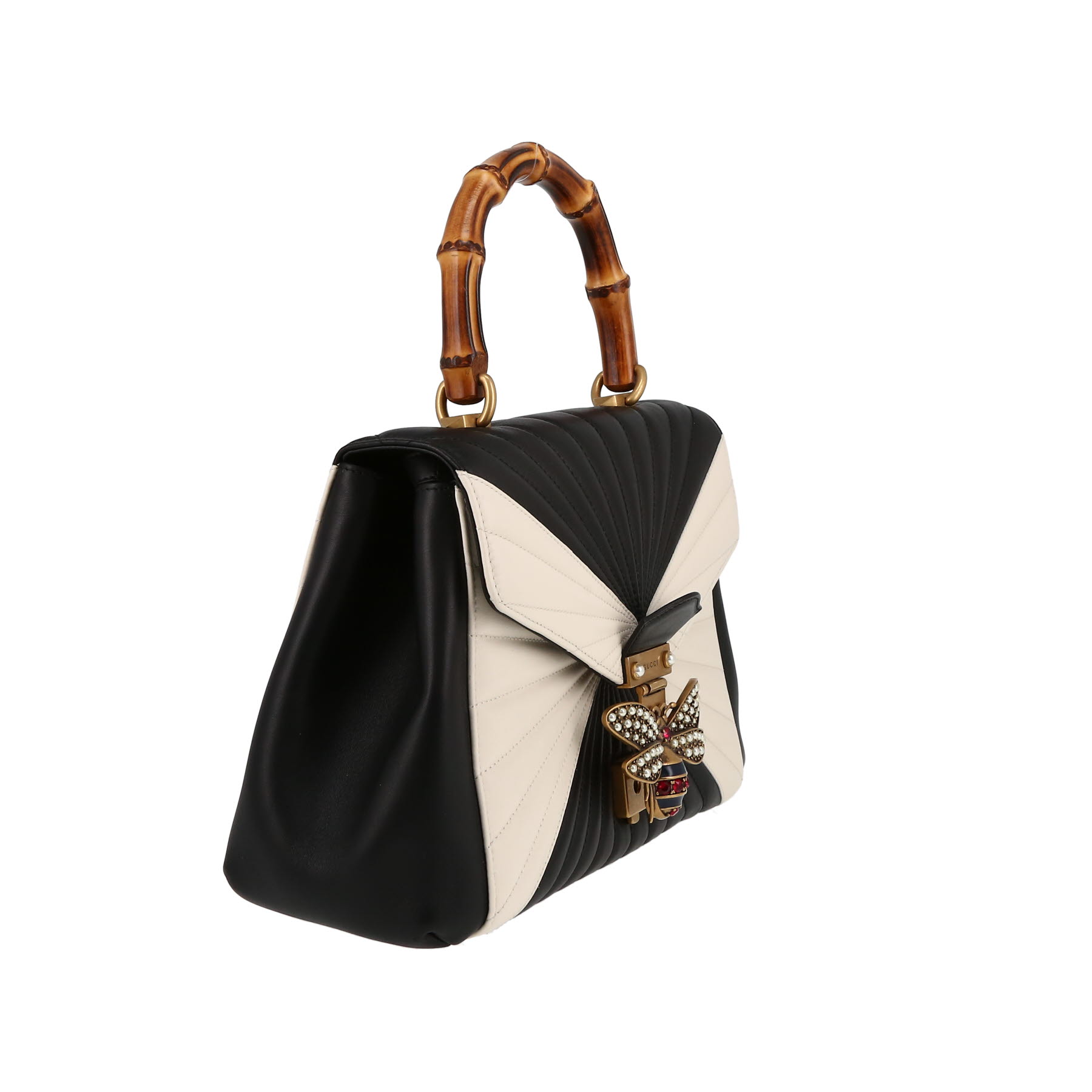 Gucci  Queen Margaret shoulder bag  in ecru and black bicolor  leather