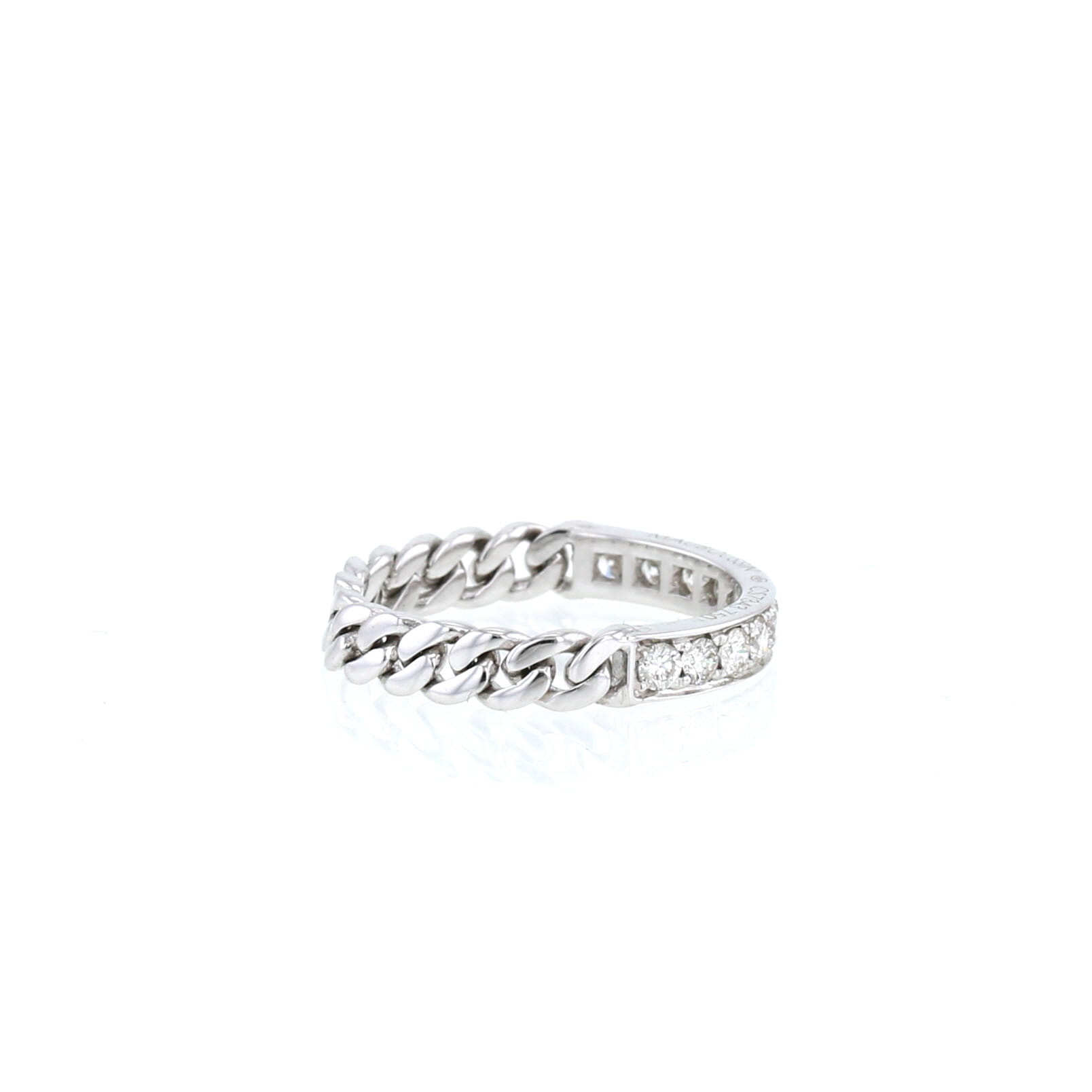 Bague souple Mauboussin Mi-Chaîne Mi Diamants en or blanc et diamants