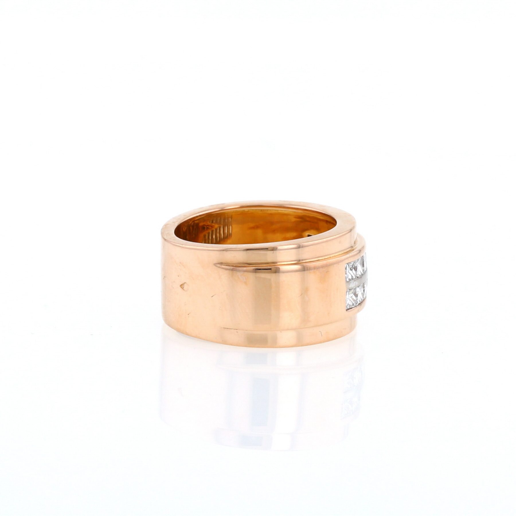 Anello a fascia Vintage in oro rosa e diamanti