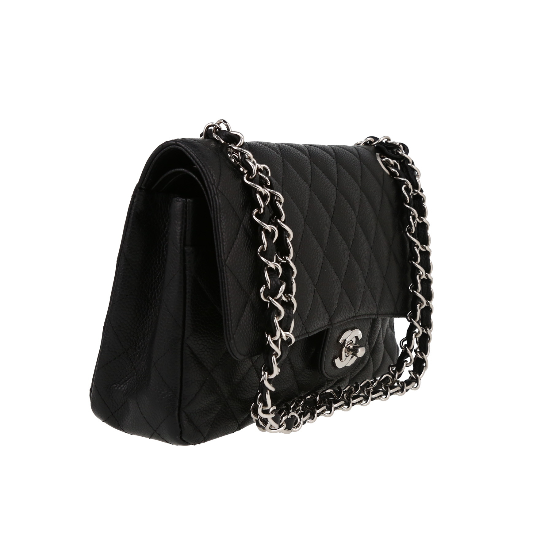 Chanel  Timeless Classic handbag  in black quilted grained leather