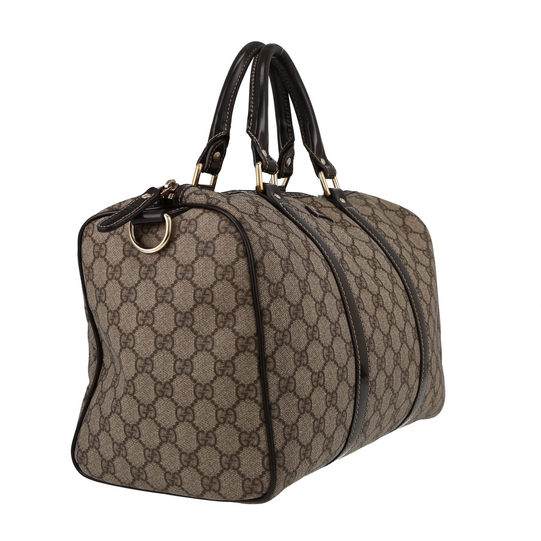 Bolso de mano Gucci  Boston Vintage en tejido "sûpreme GG" y cuero marrón