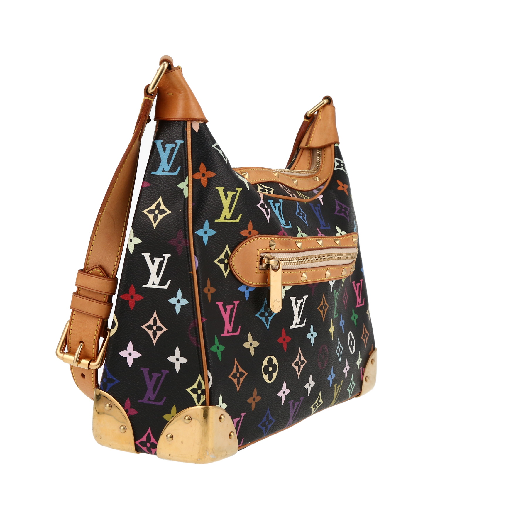 Louis Vuitton  Boulogne small model  handbag  in multicolor and black monogram canvas  and natural leather