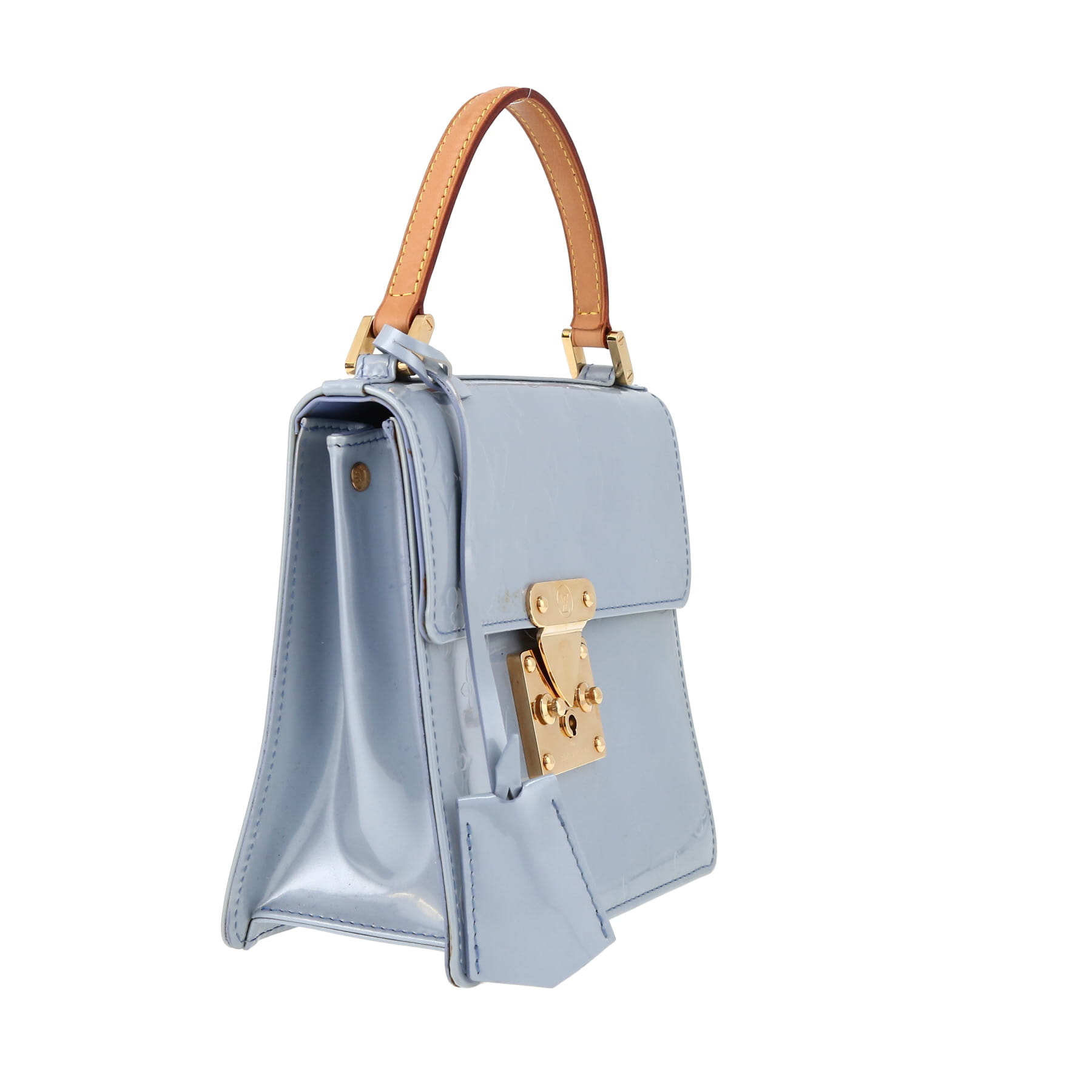 Bolso de mano Louis Vuitton   en charol azul y cuero natural