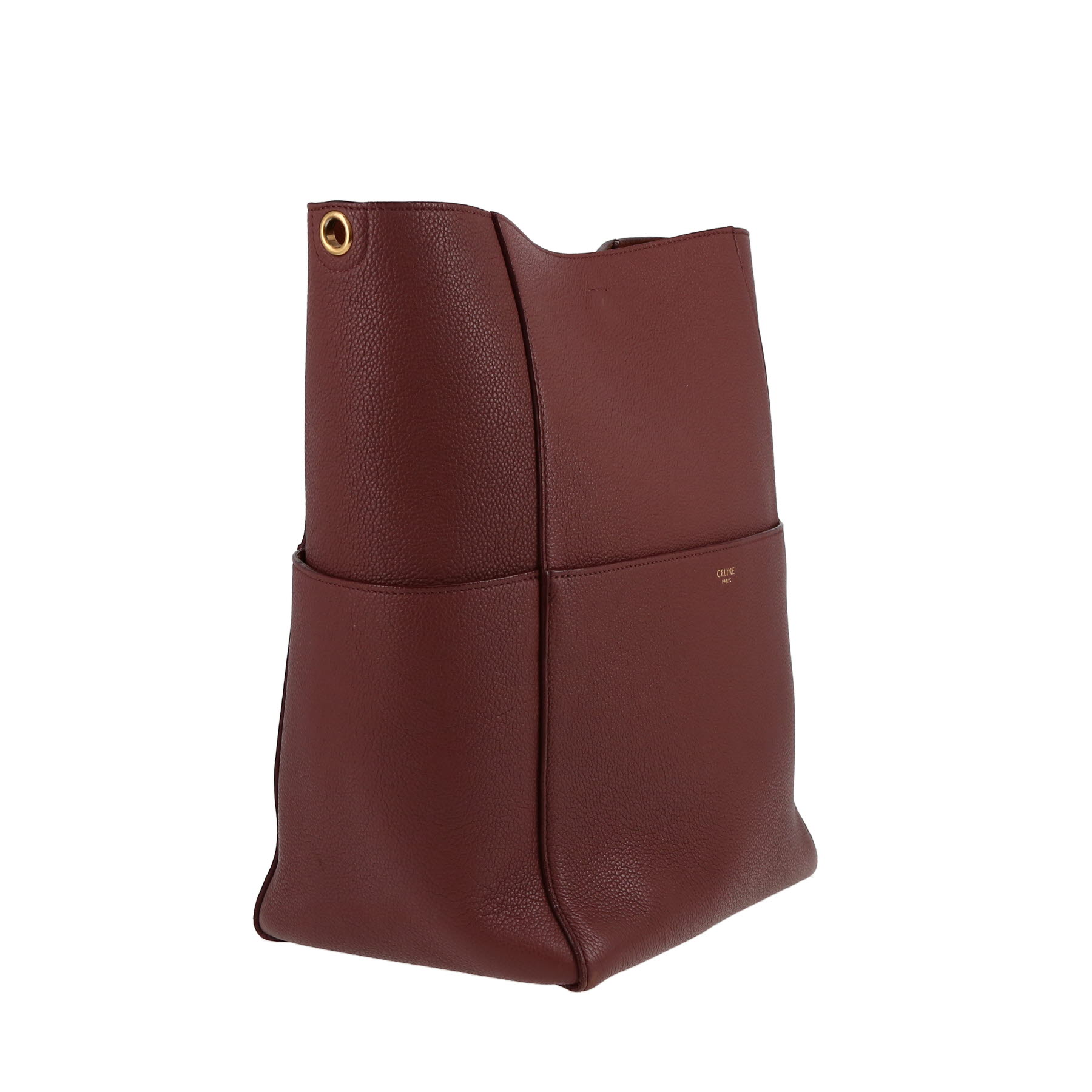 Sac cabas Celine  Sac Sangle en cuir grainé grenat
