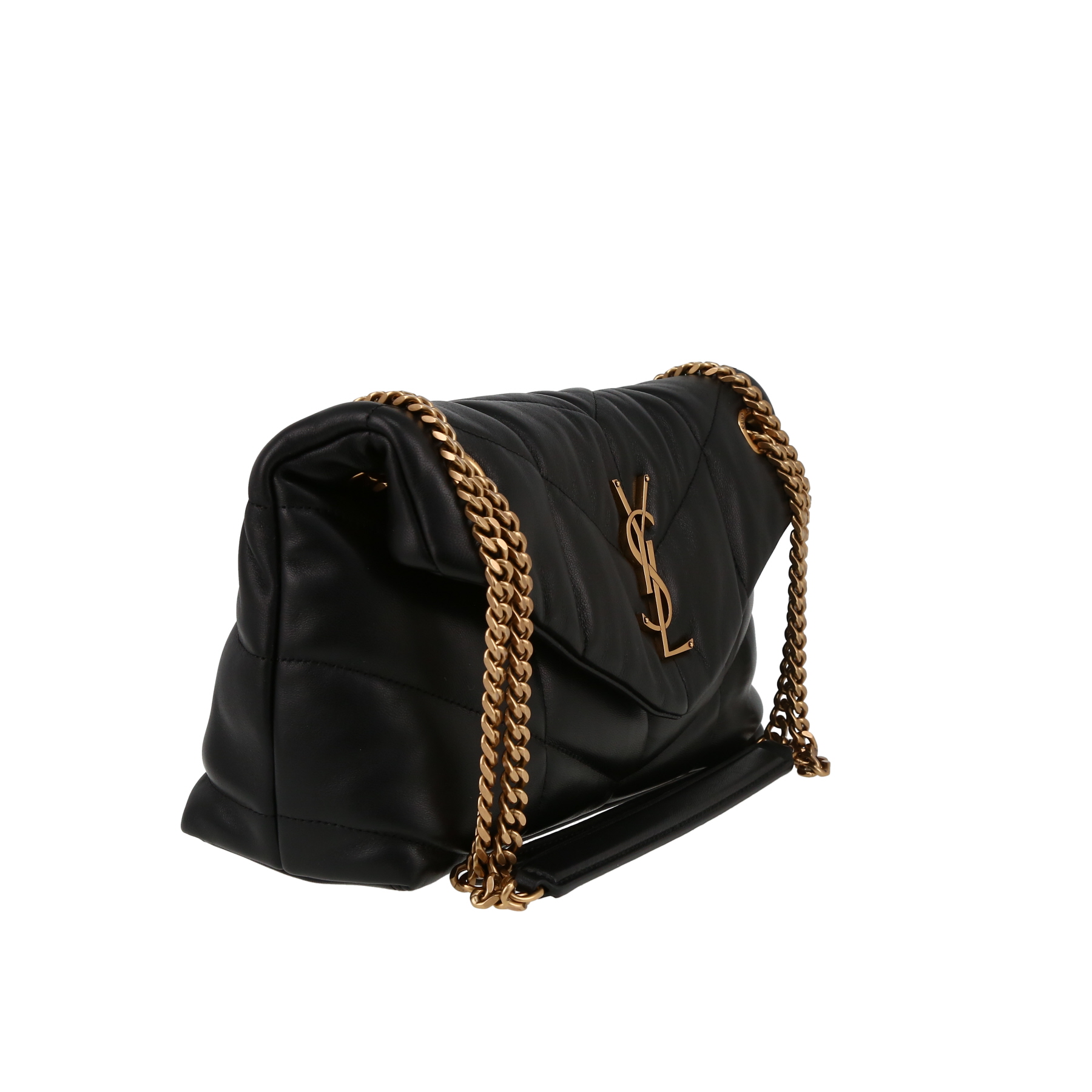 Sac bandoulière Saint Laurent  Puffer petit modèle  en cuir noir