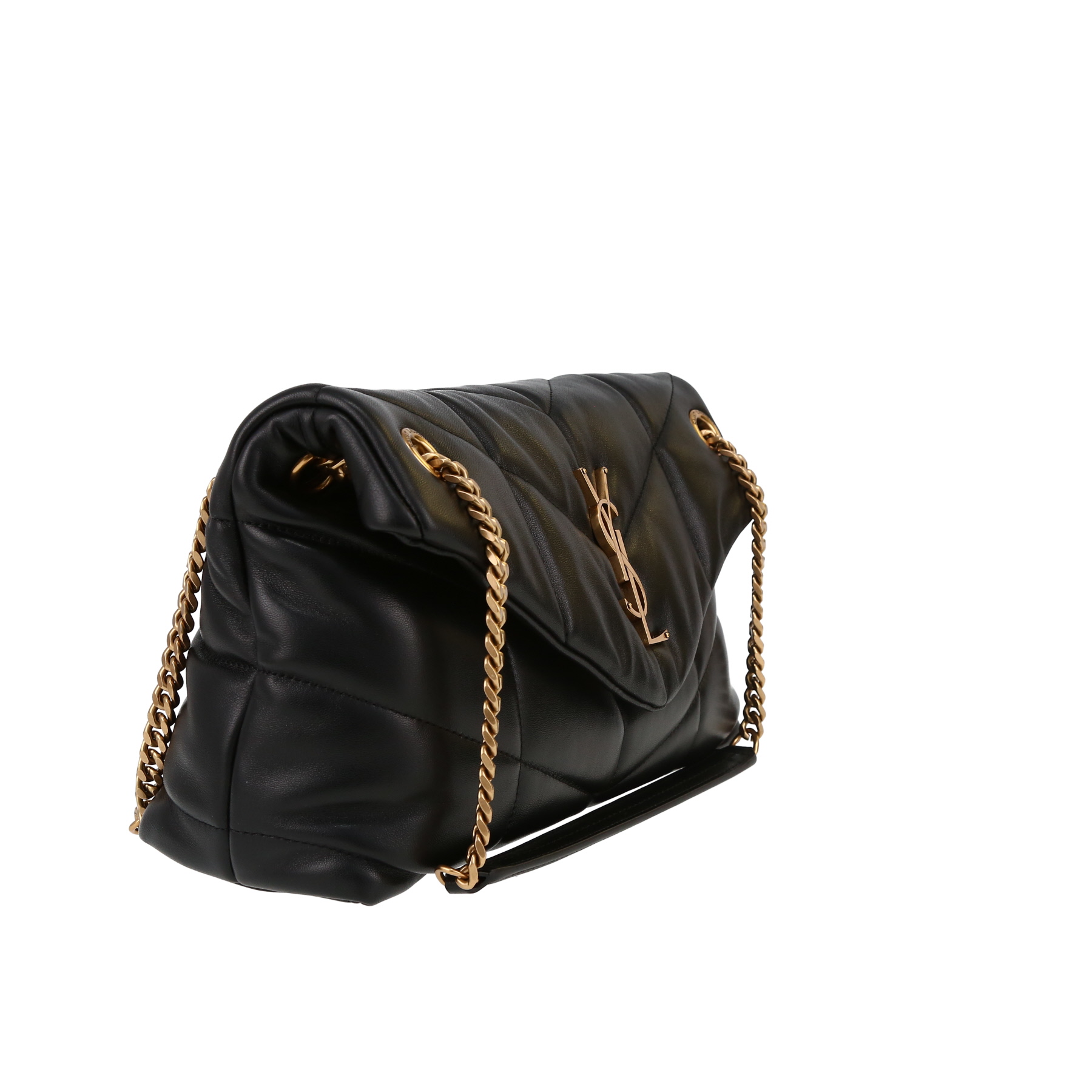 Sac bandoulière Saint Laurent  Puffer petit modèle  en cuir matelassé noir