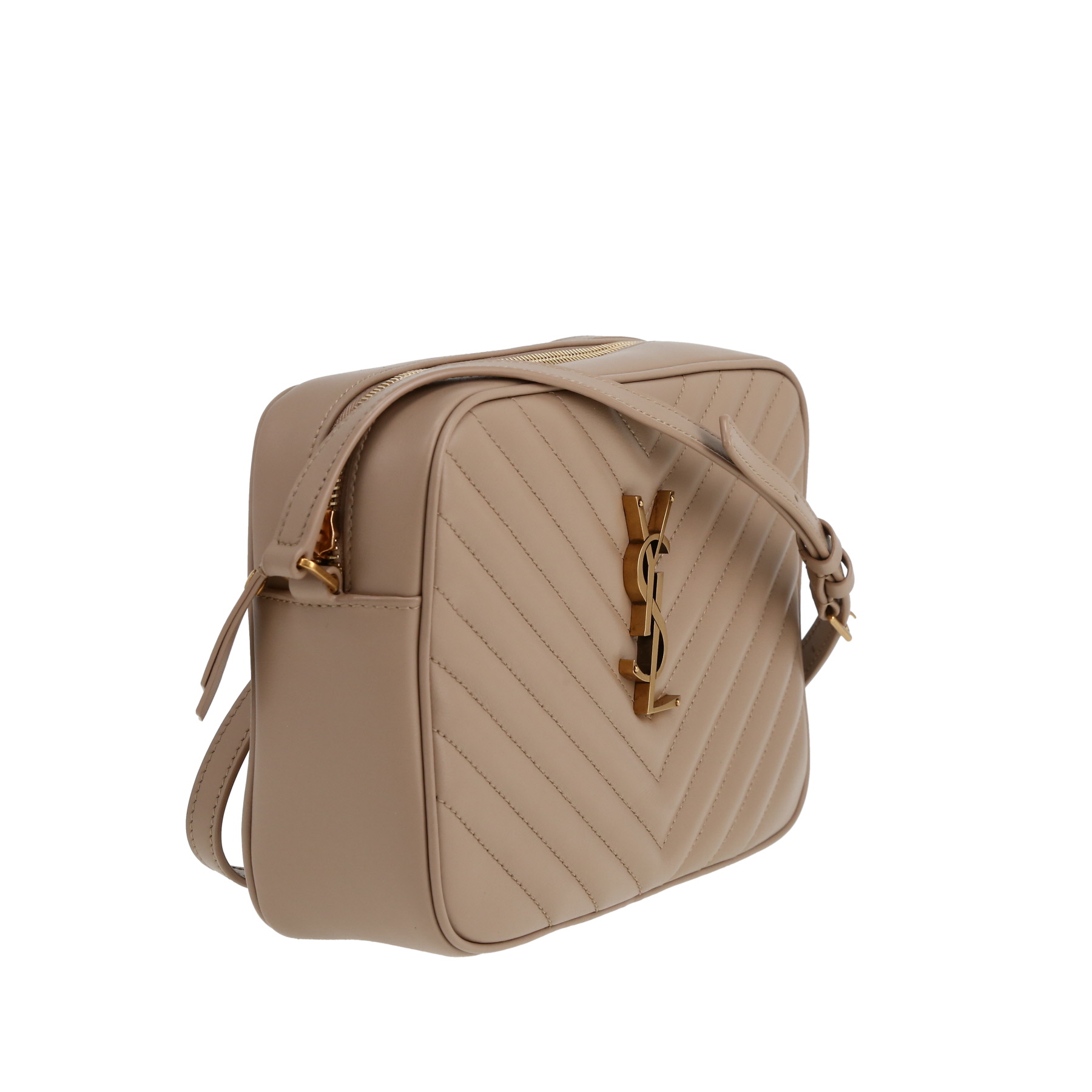 Saint Laurent  Lou Sac Caméra shoulder bag  in beige quilted leather