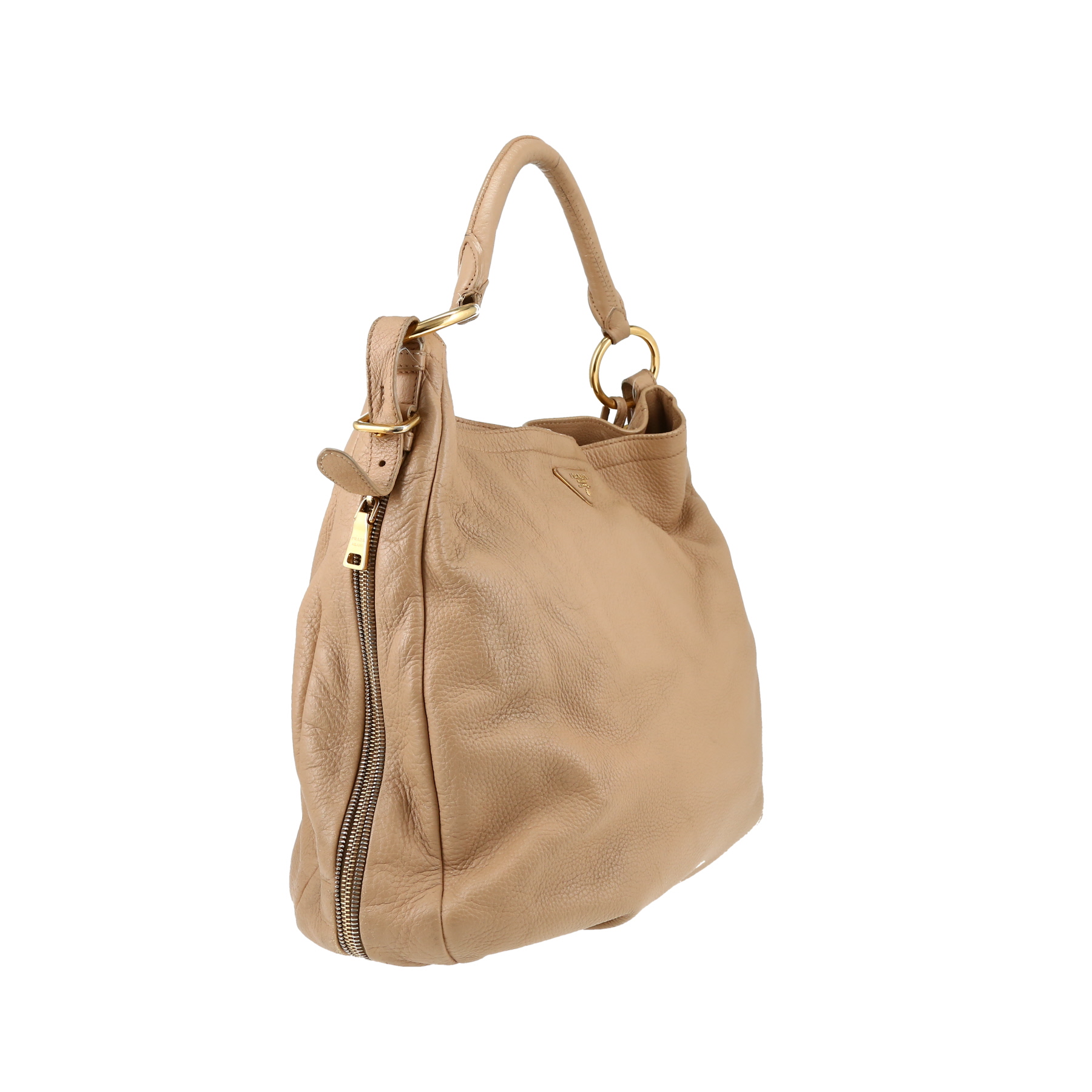 Prada   handbag  in beige grained leather