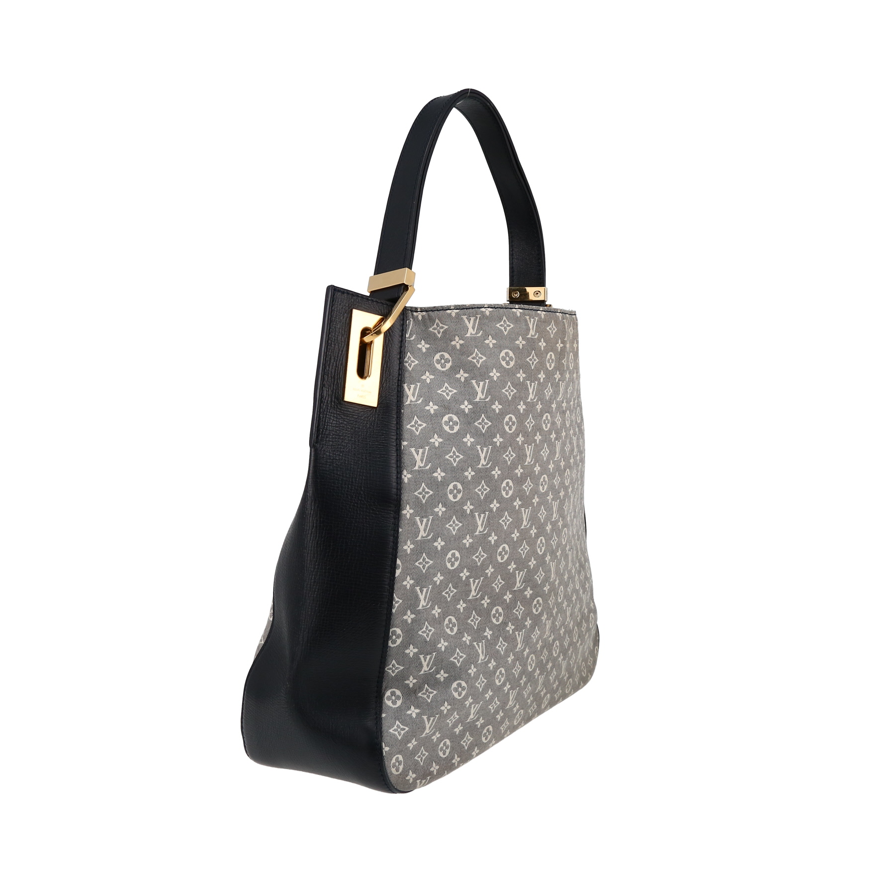 Bolso de mano Louis Vuitton   en lona de lino gris y cuero negro