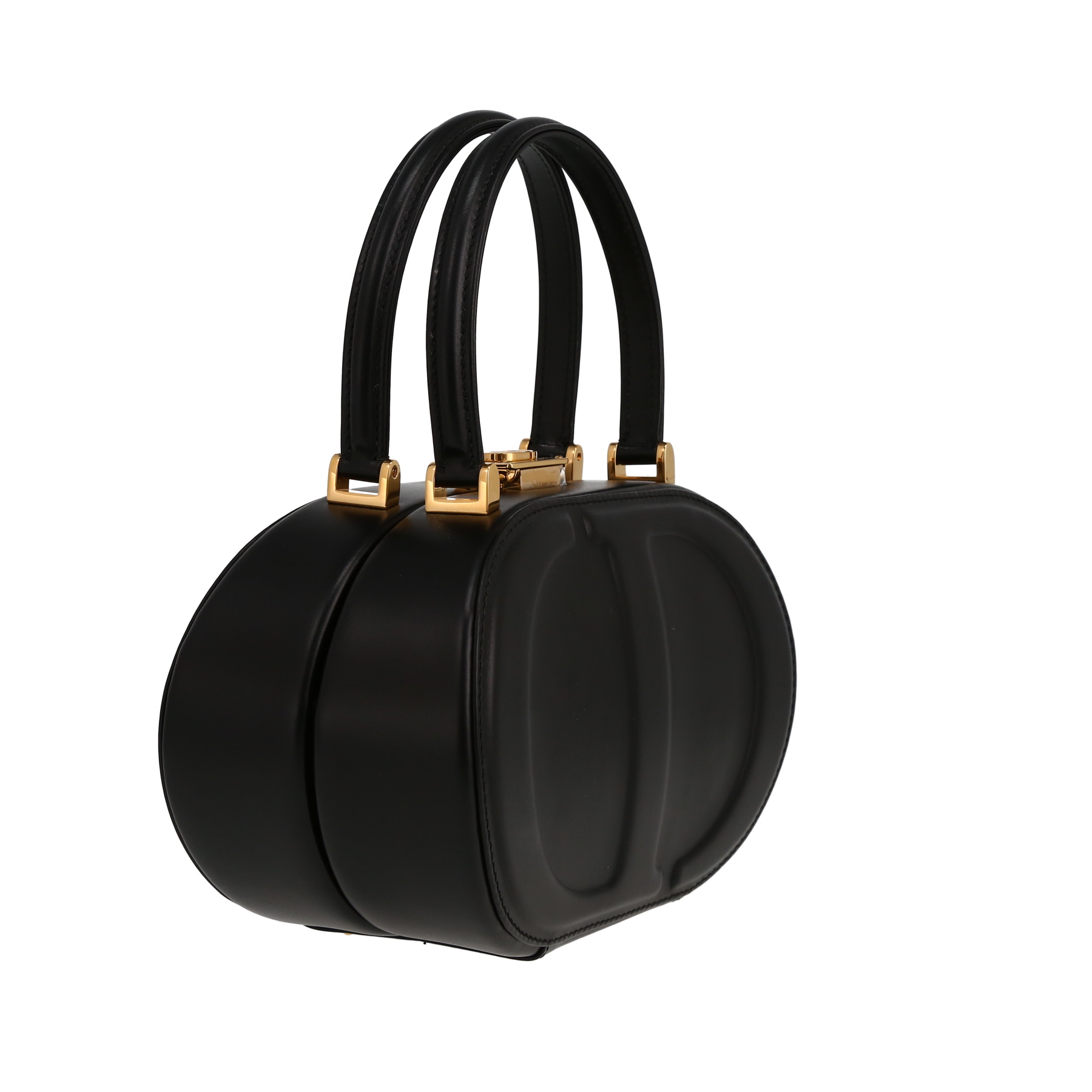 Dior  Ovale CD handbag  in black box leather