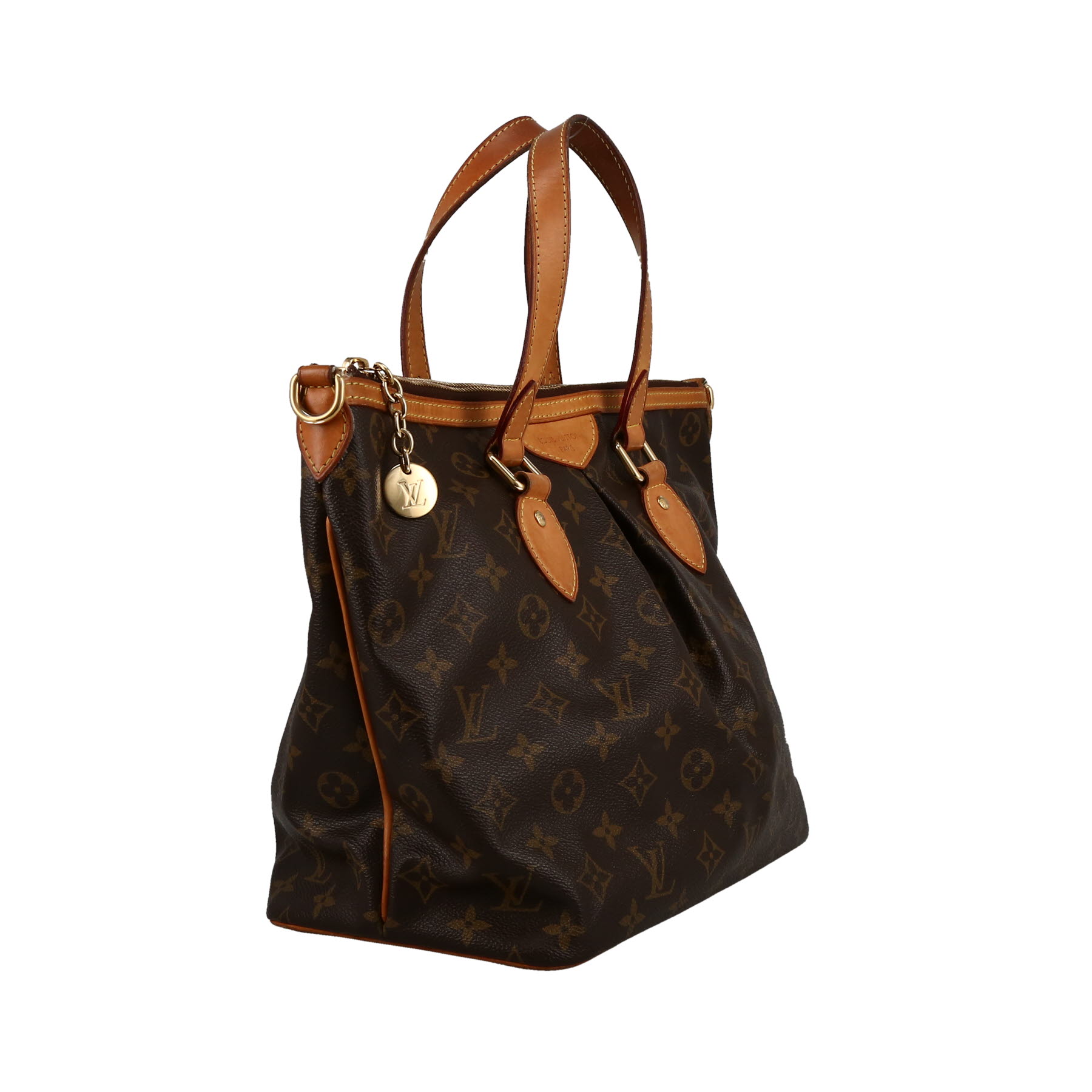 Louis Vuitton  Palermo shopping bag  in brown monogram canvas  and natural leather