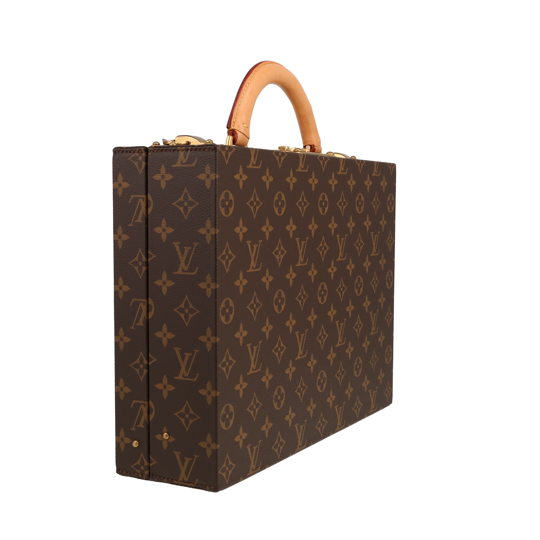 Louis Vuitton  Boite à bijoux briefcase  in brown monogram canvas  and natural leather
