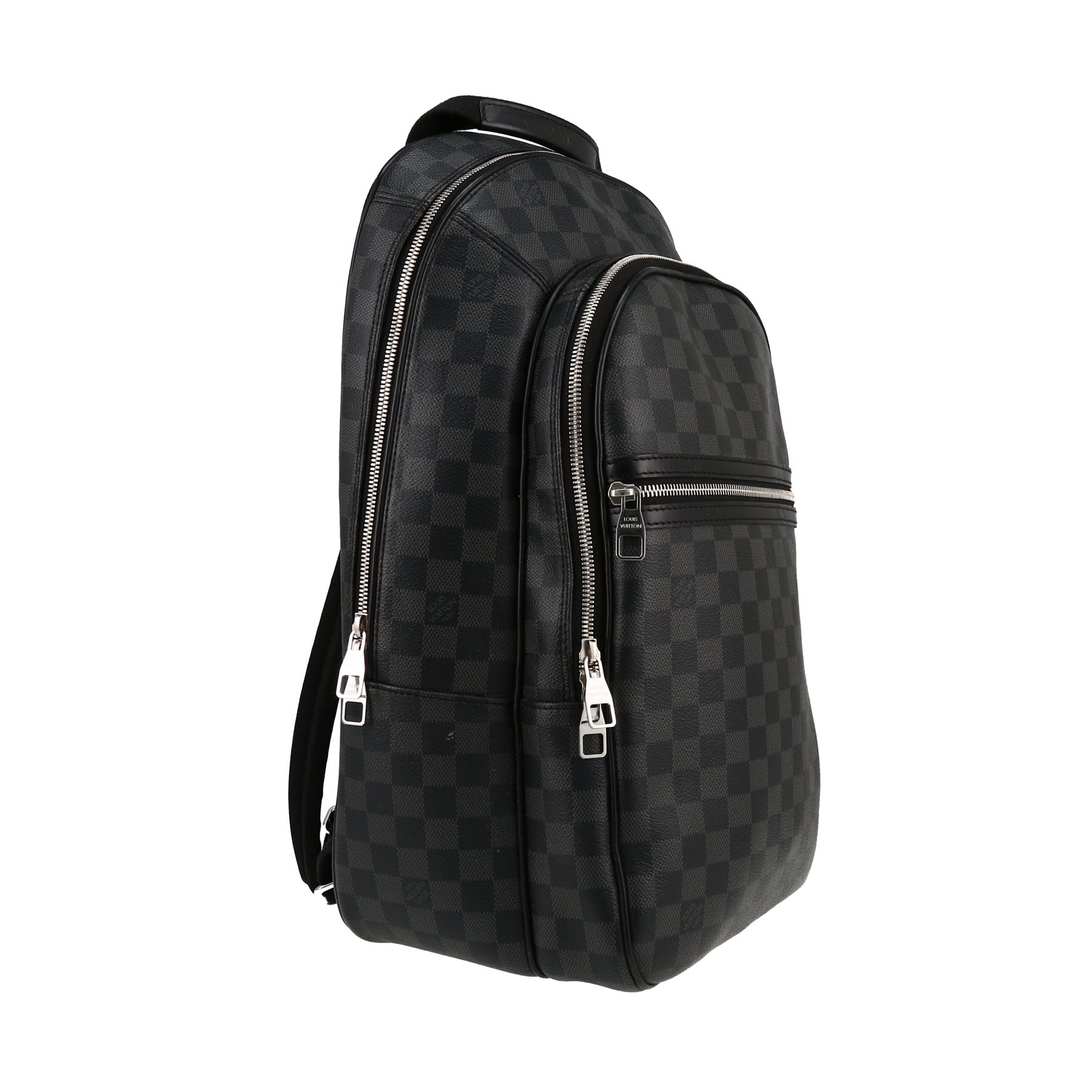 Louis Vuitton  Michael backpack  in grey Graphite damier canvas  and black leather