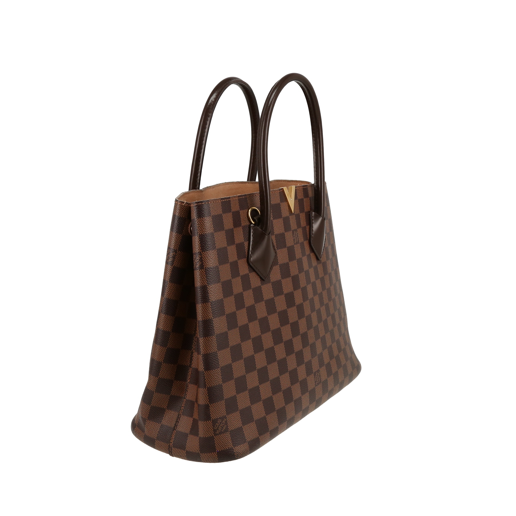 Louis Vuitton  Kensington handbag  in ebene damier canvas  and brown leather