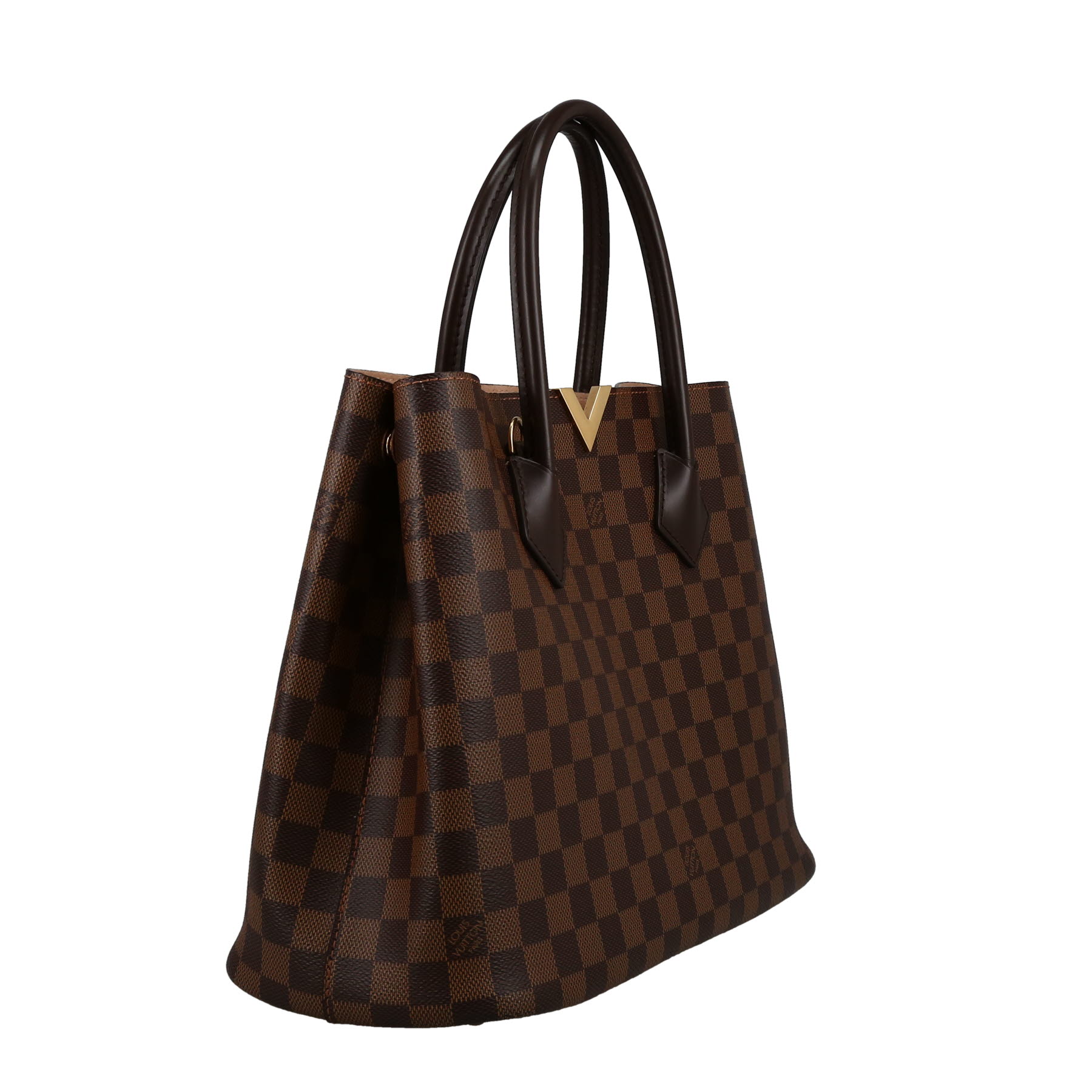 Louis Vuitton  Kensington shopping bag  in ebene damier canvas  and brown leather