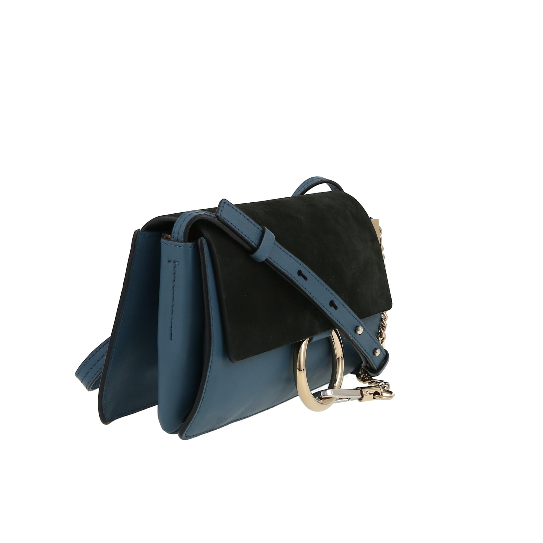 Chloé  Faye shoulder bag  in blue leather  and blue suede