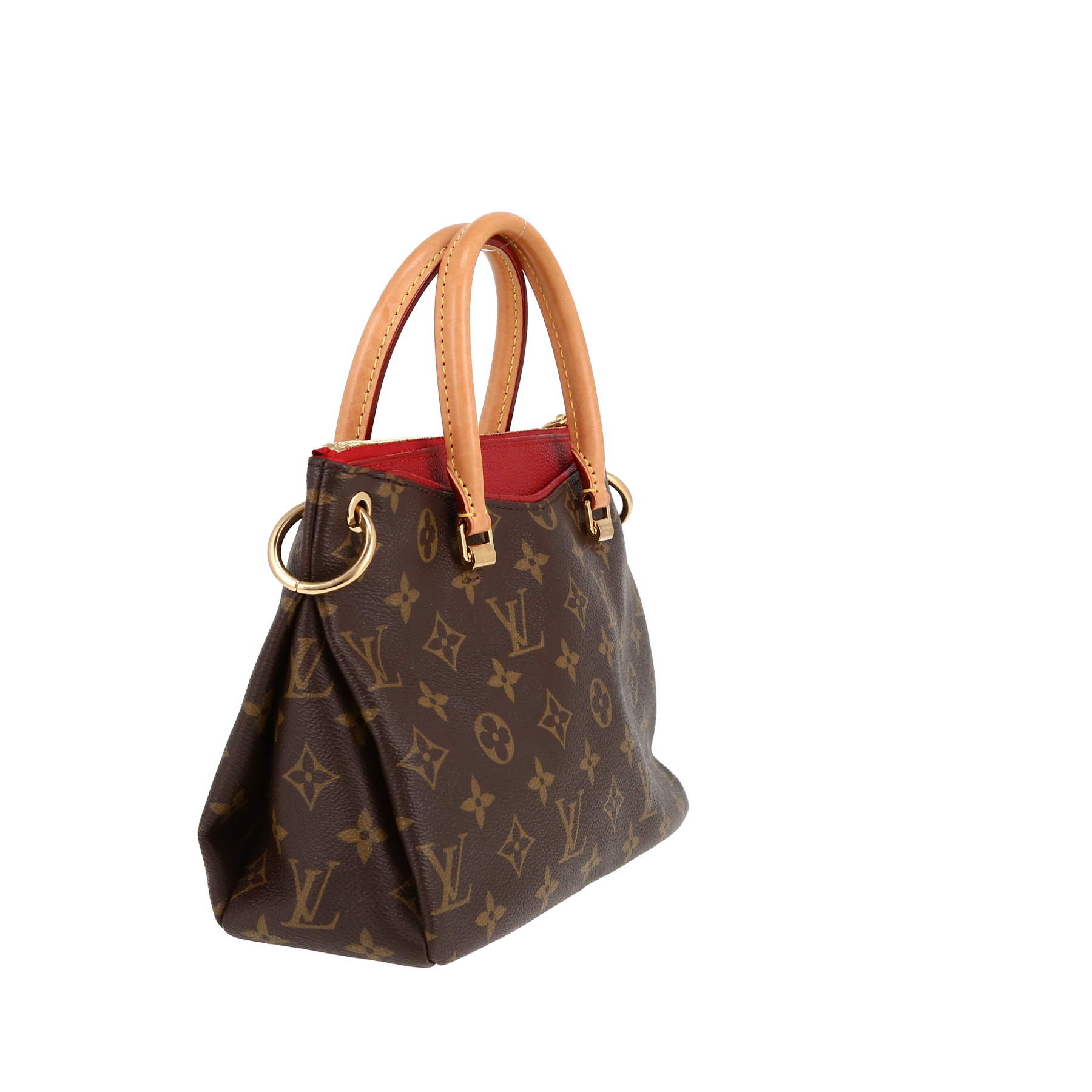 Sac à main Louis Vuitton  Pallas BB en toile monogram marron et cuir rouge