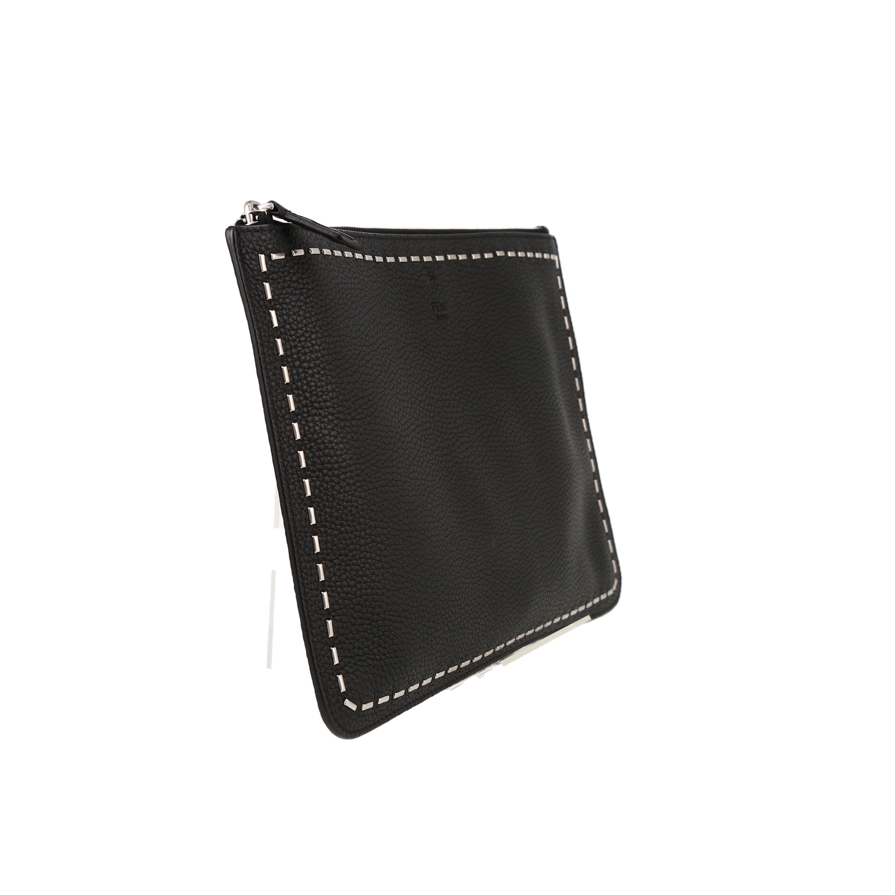 Pochette Fendi   en cuir grainé noir