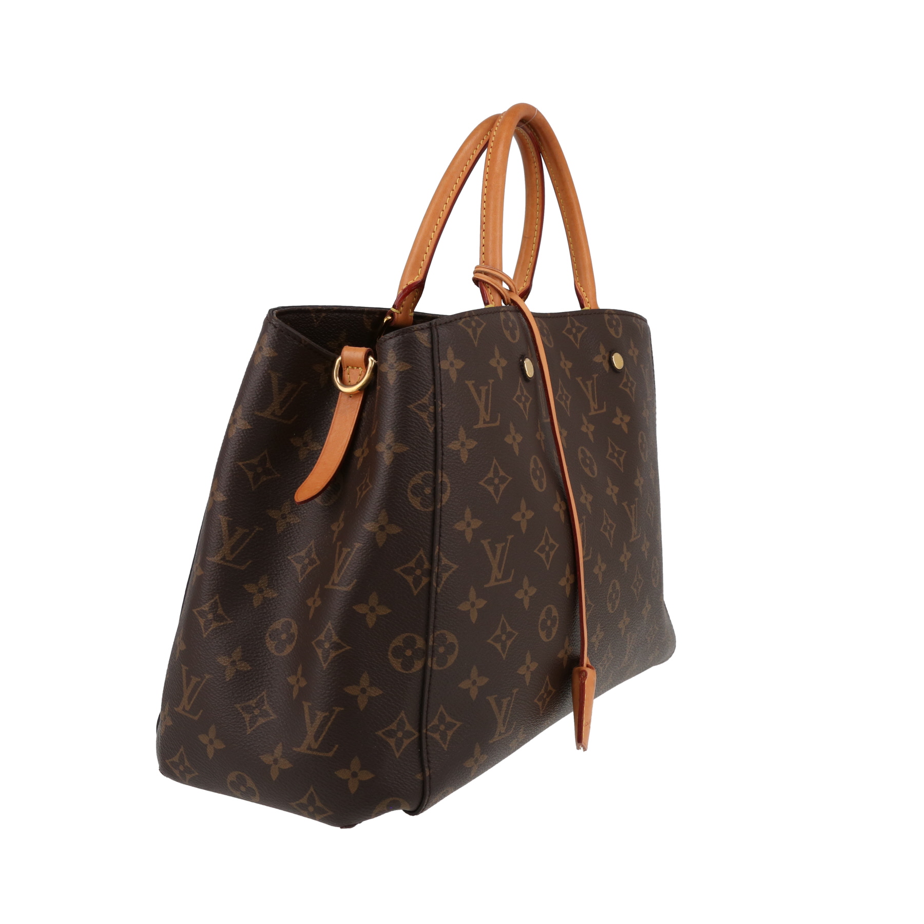 Louis Vuitton  Montaigne handbag  in brown monogram canvas  and natural leather