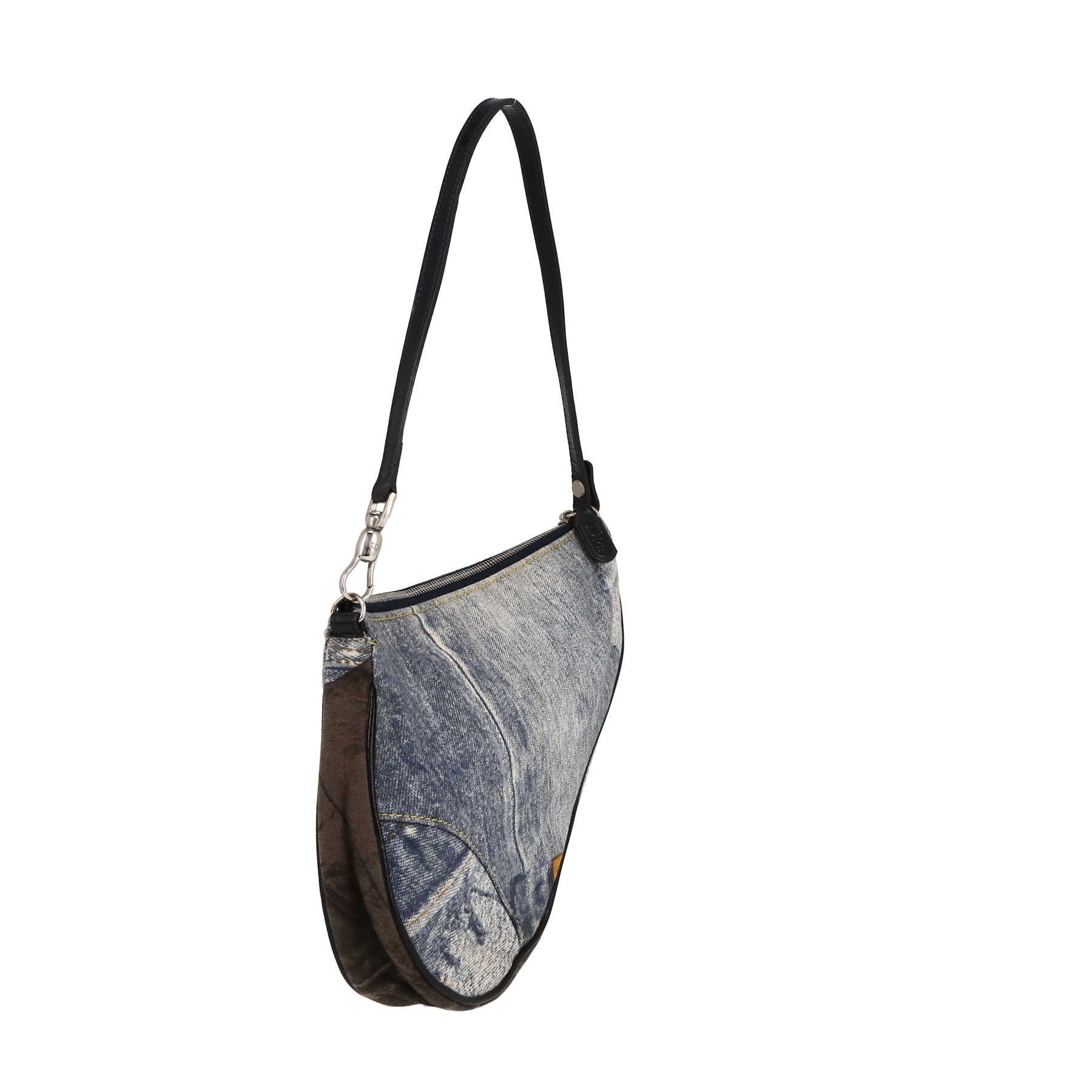 Bolso de mano Dior  Saddle en lona denim azul y cuero negro