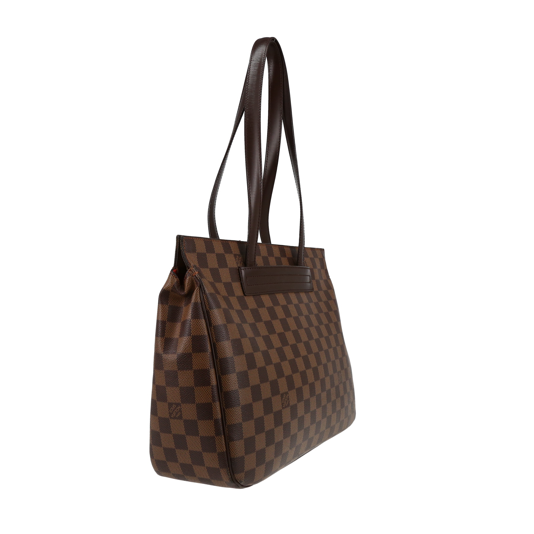 Sac à main Louis Vuitton  Parioli en toile damier ébène et cuir marron