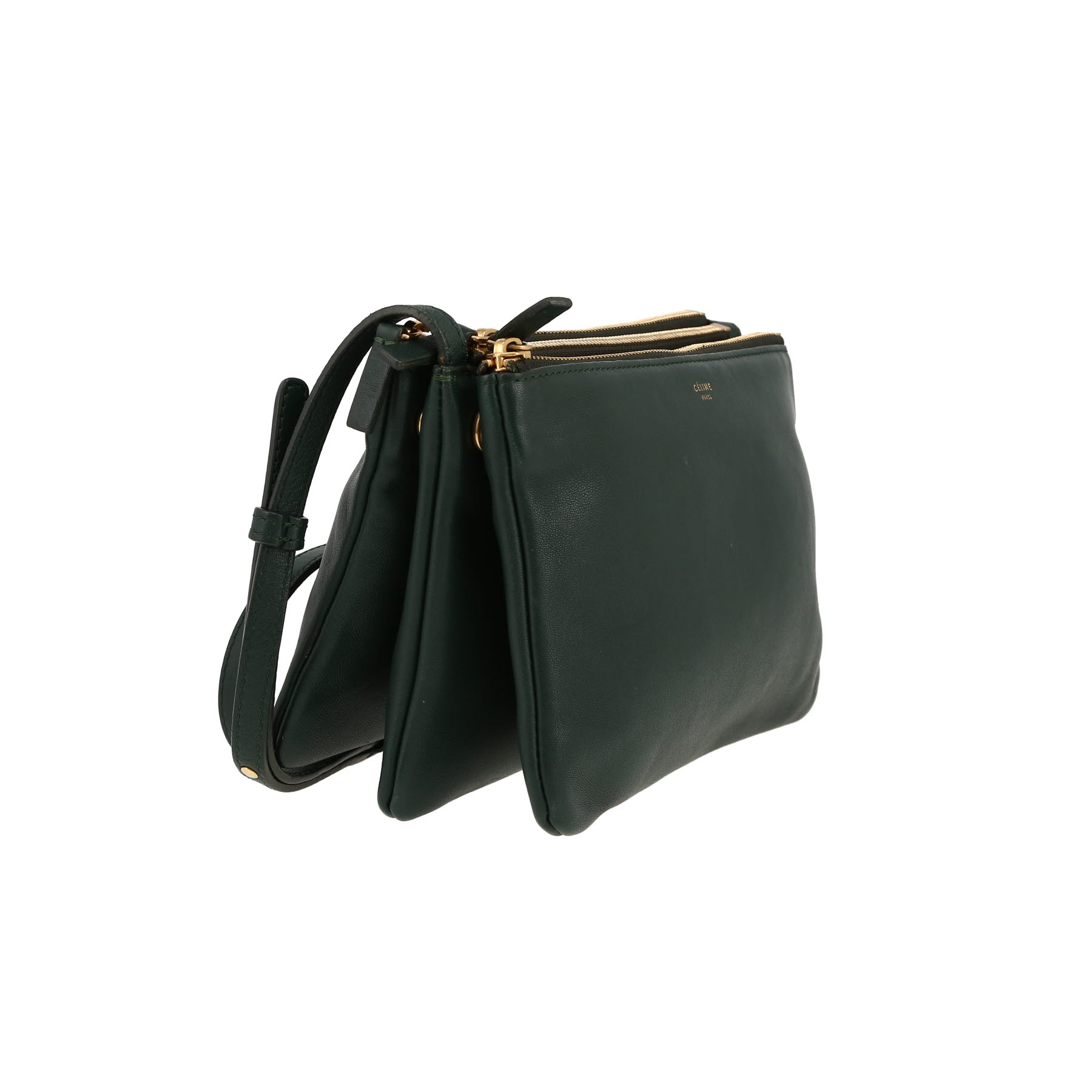 Celine  Trio shoulder bag  in green leather