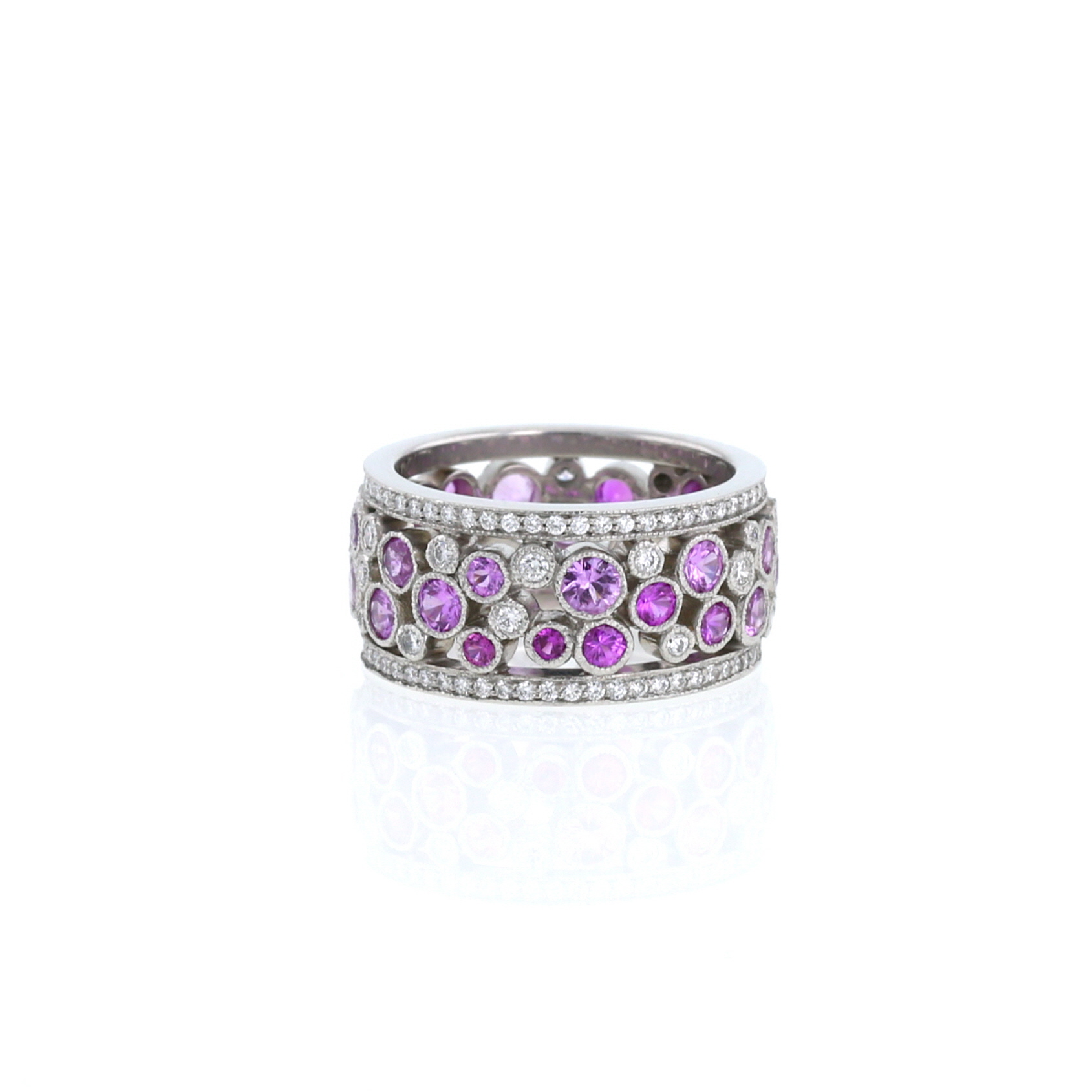 Tiffany & Co Cobblestone ring in platinium, diamonds and sapphires