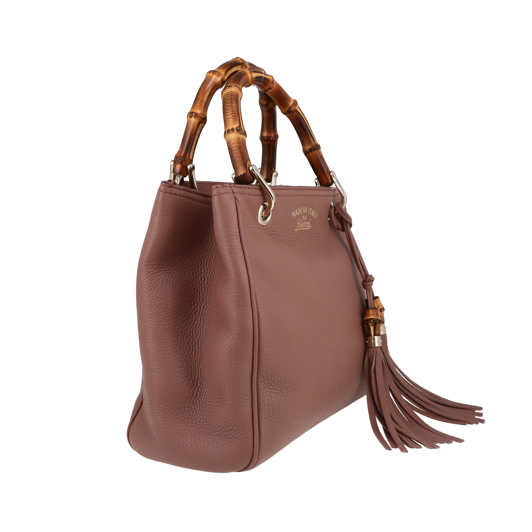 Sac à main Gucci  Bamboo en cuir Rose Blush et bambou