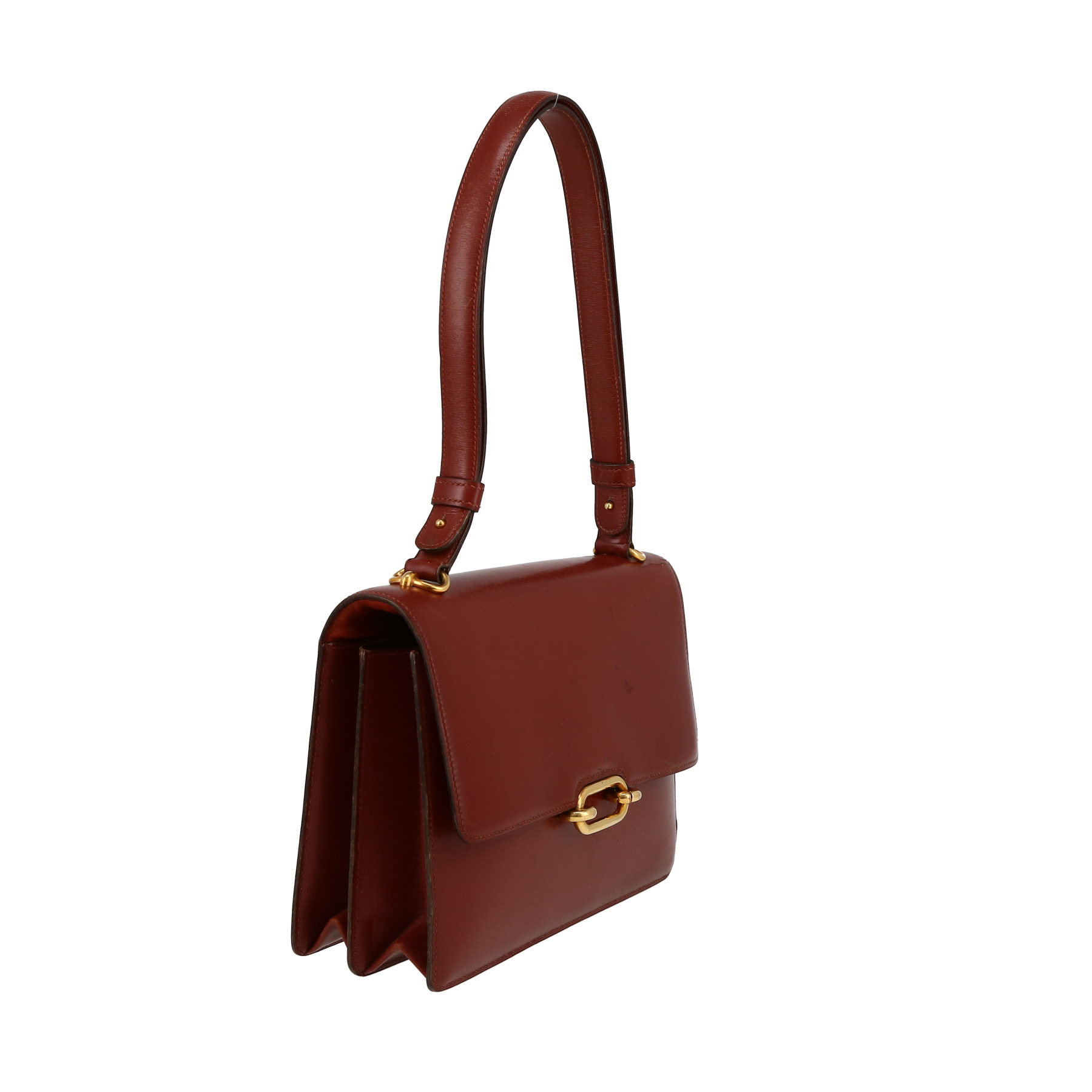 Sac porté épaule Hermès  Fonsbelle en cuir box rouge-brique