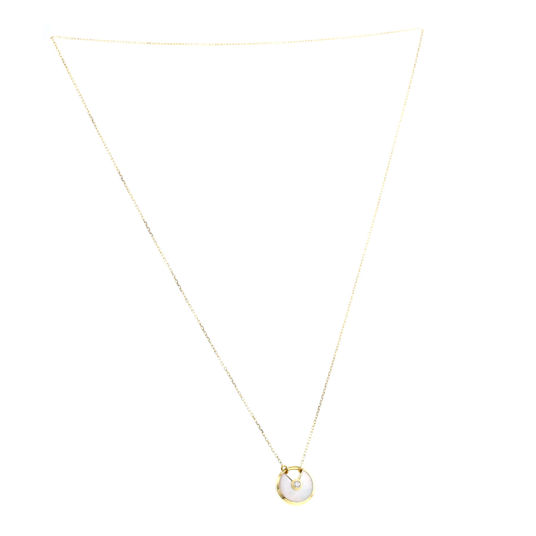 Cartier Amulette small model necklace in yellow gold, mother of pearl and diamond
