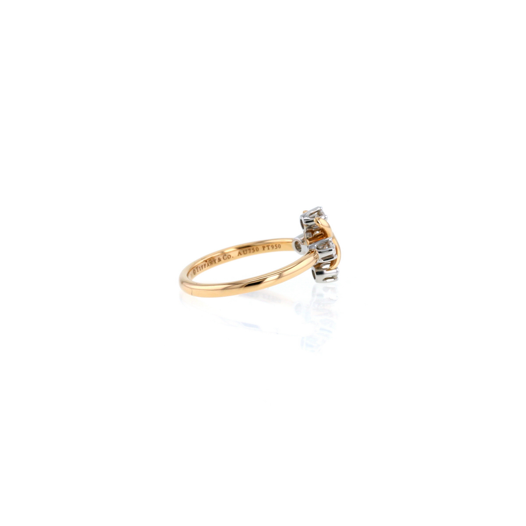 Tiffany 
Co Lynn ring in platinium, pink gold and diamonds