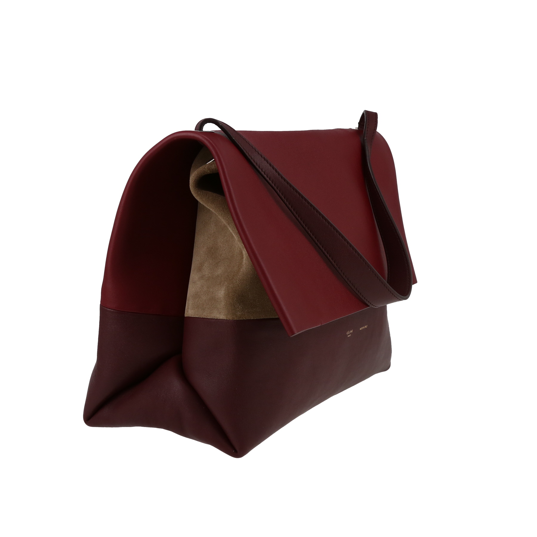 Borsa Celine  All Soft in pelle bordeaux e camoscio color talpa