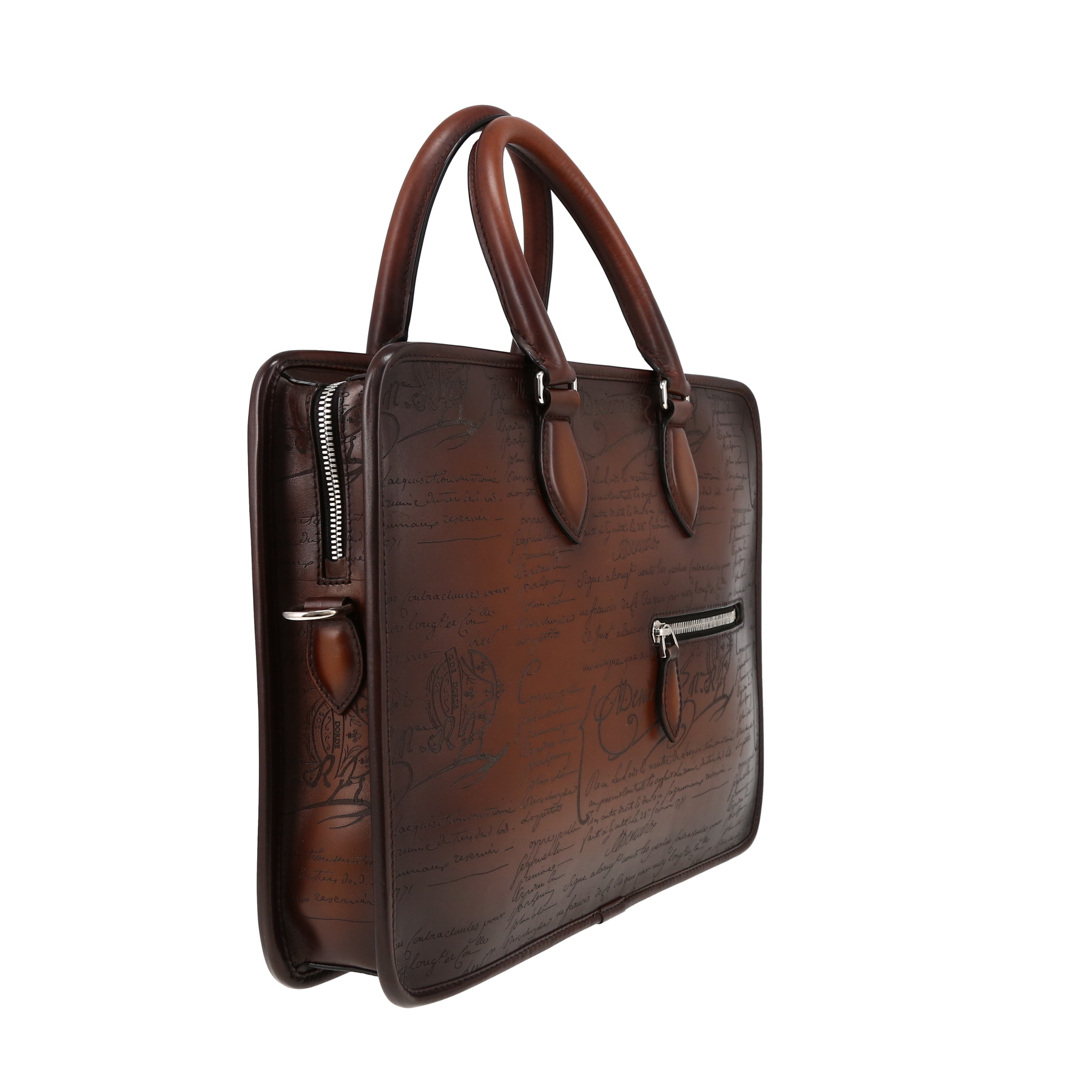 Berluti  Un jour briefcase  in brown Scritto leather