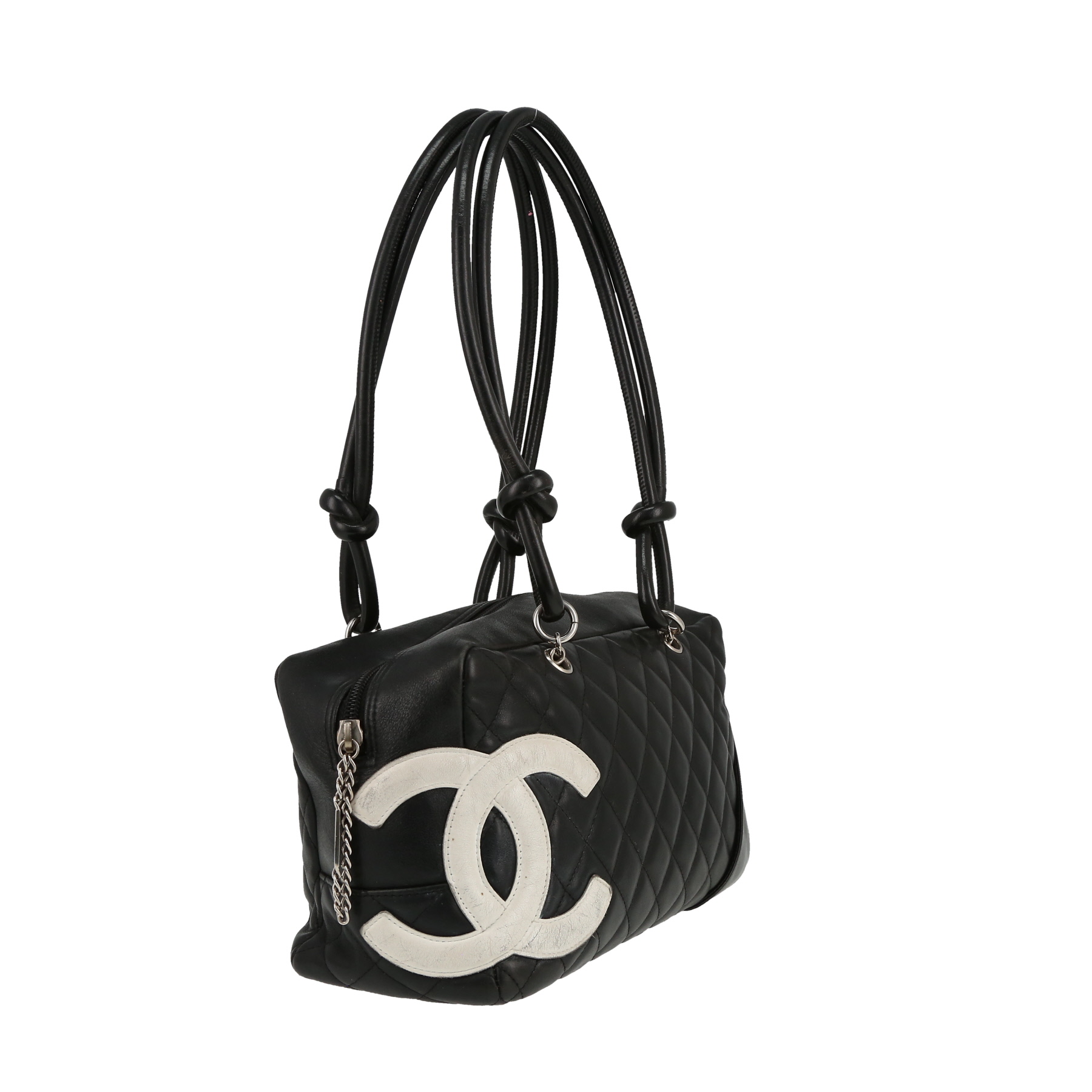 Bolso de mano Chanel  Cambon en cuero acolchado negro y blanco