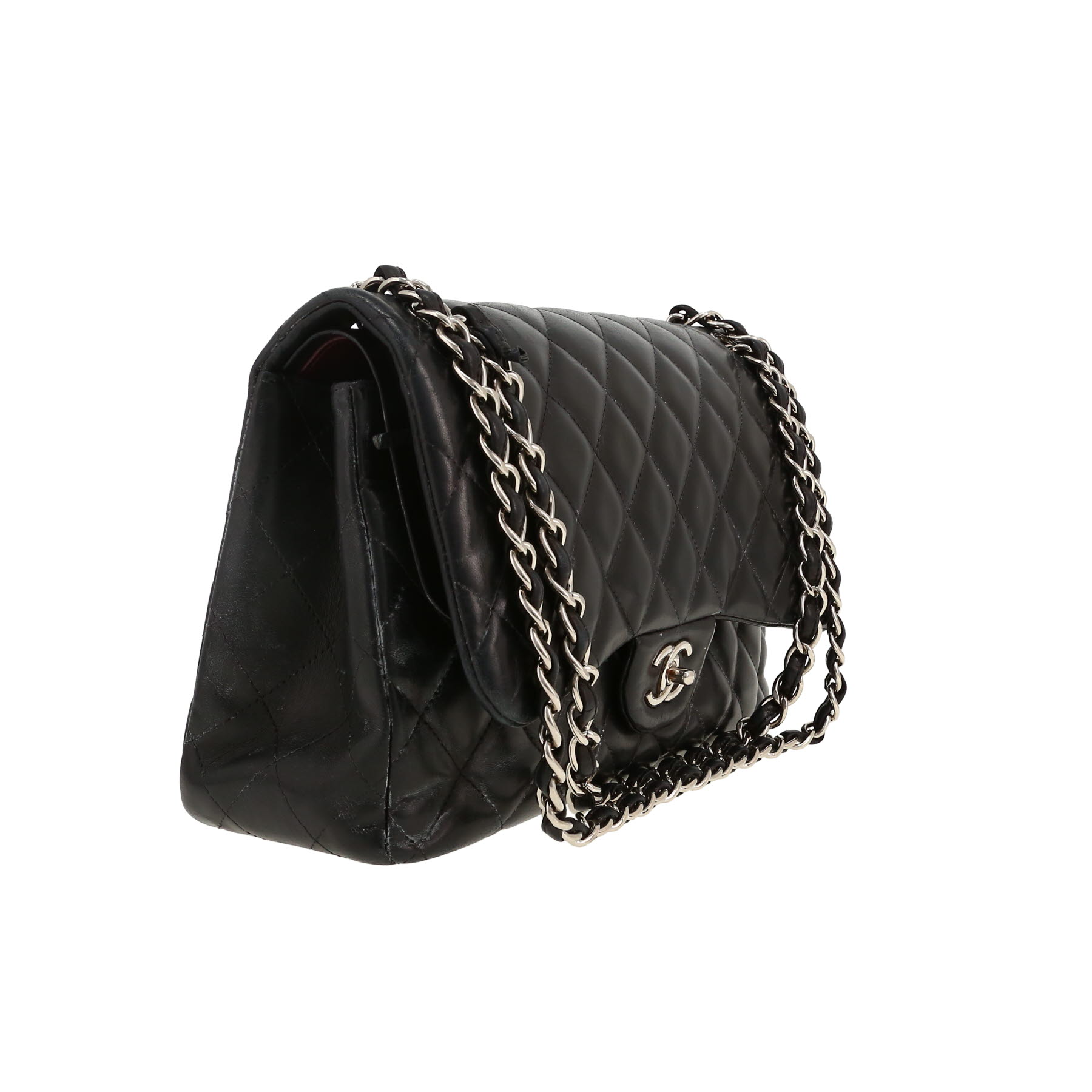 Chanel  Timeless Jumbo shoulder bag  in black quilted leather