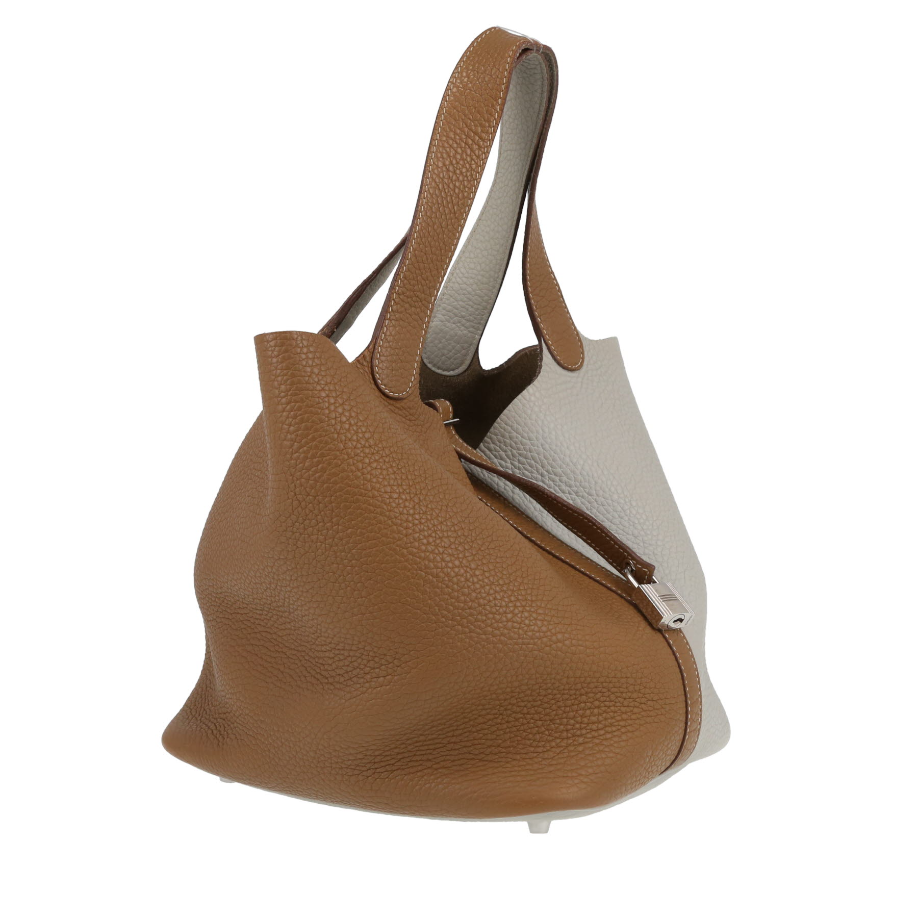 Hermès  Picotin Lock handbag  in Gris Perle and Kraft togo leather