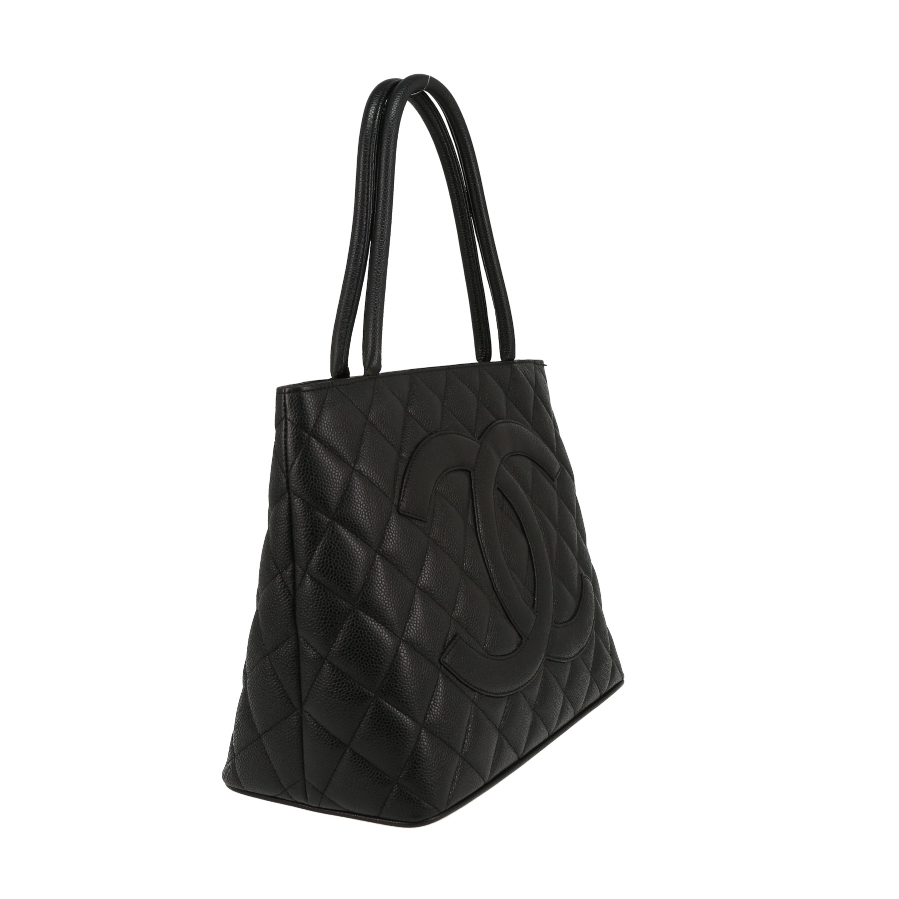Sac à main Chanel  Medaillon en cuir grainé matelassé noir