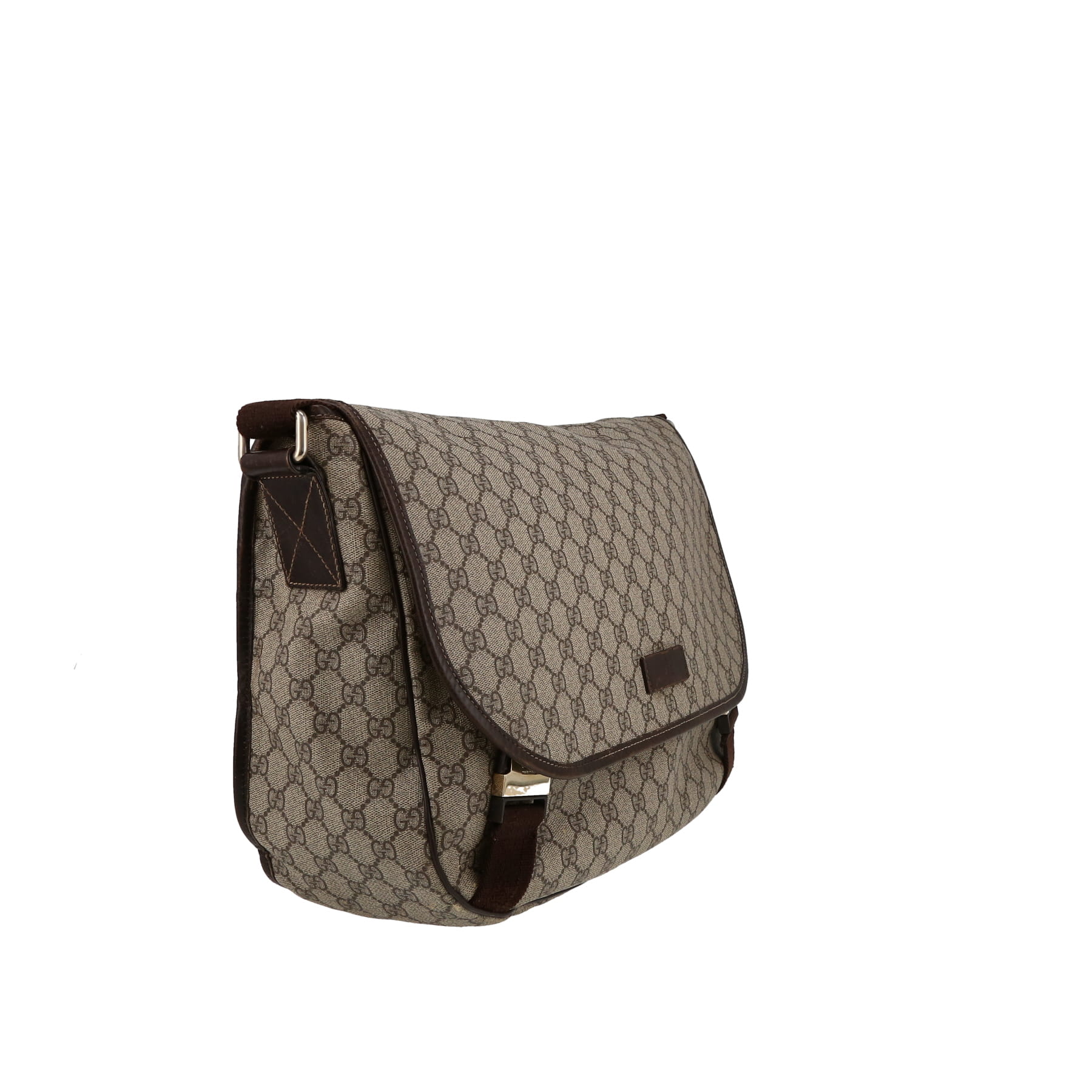 Sac bandoulière Gucci  Messenger en toile siglée beige et cuir marron