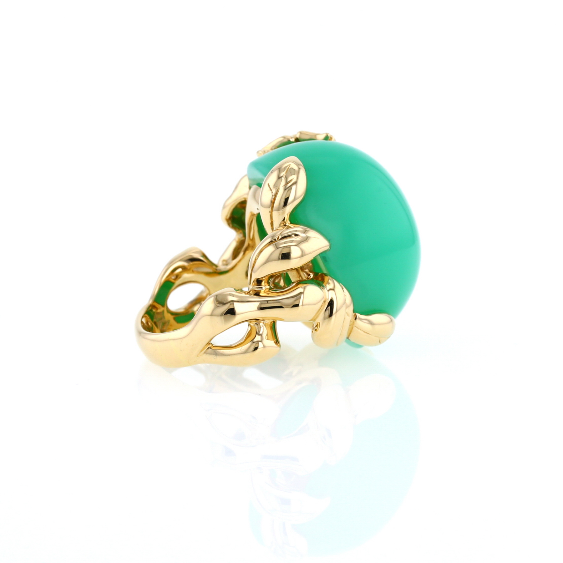 Bague Dior Gourmande grand modèle en or jaune, diamants et chrysoprase